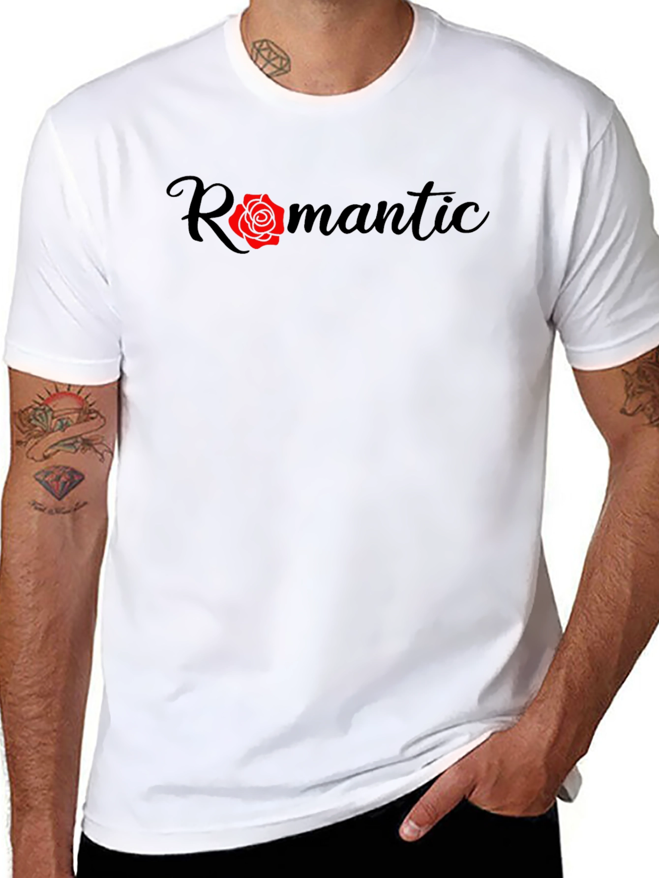 Romantic Rose Graphic Black T-Shirt