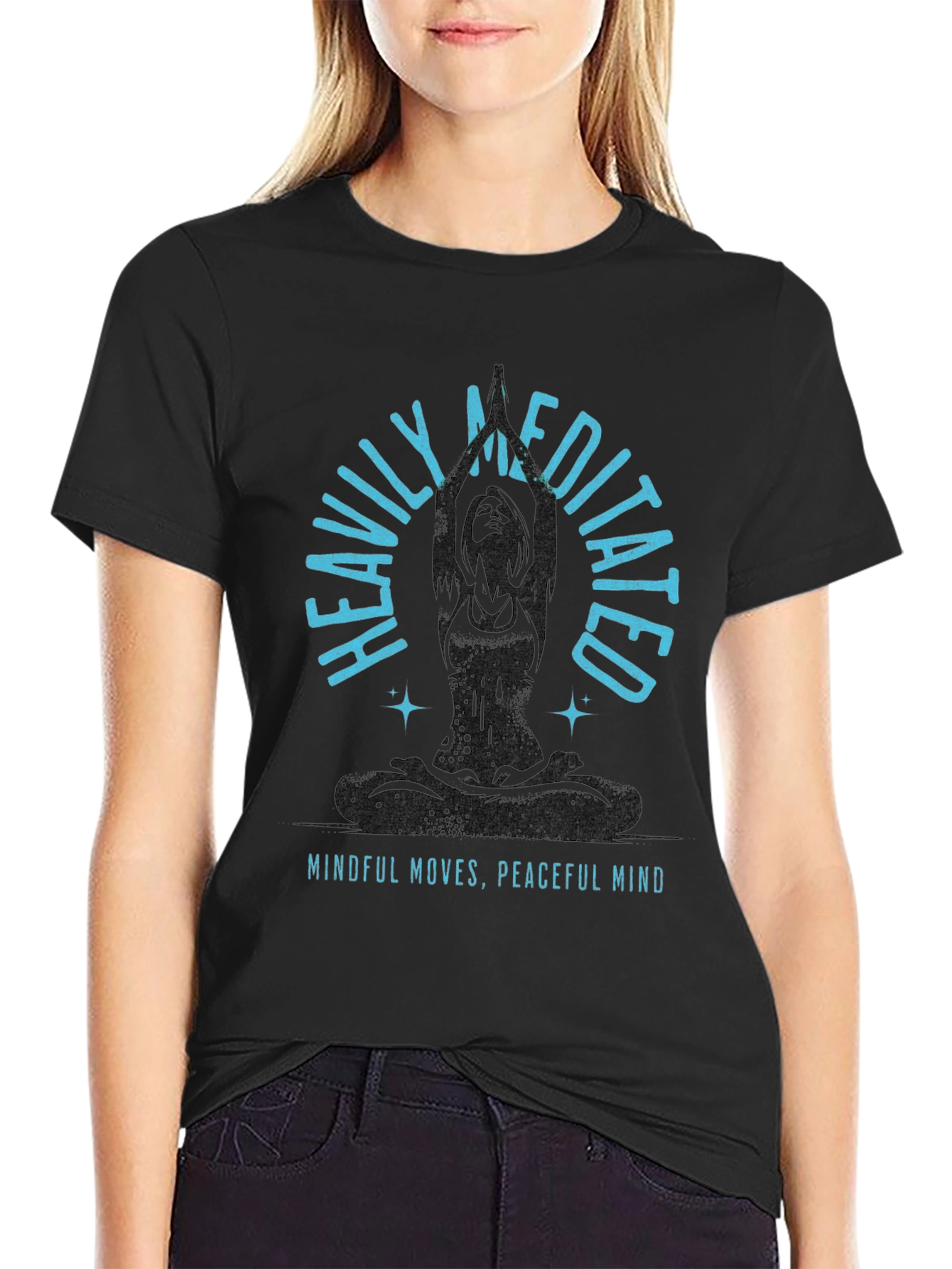 Heavily Meditated Black Graphic T-Shirt
