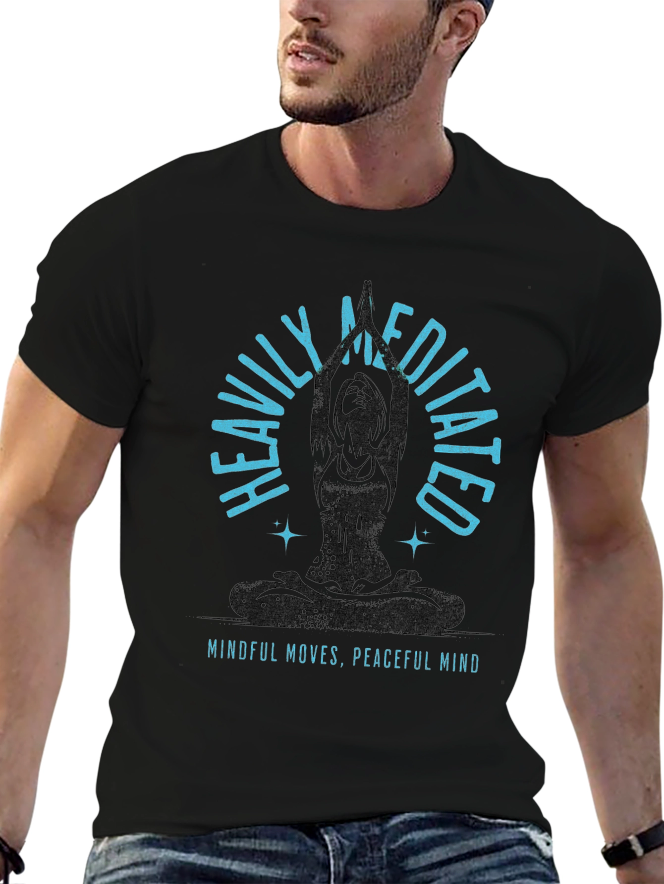 Heavily Meditated Black Graphic T-Shirt