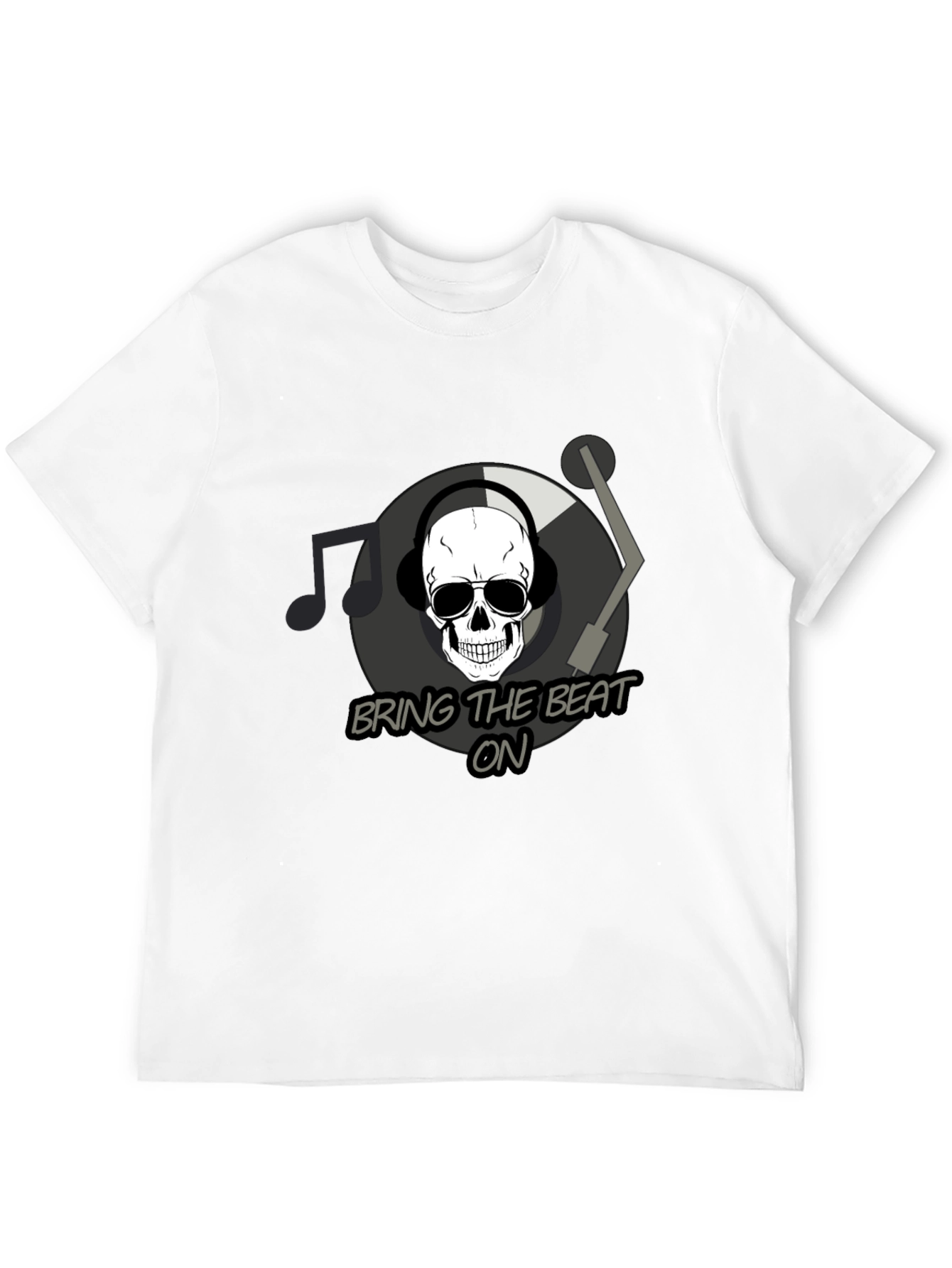 Bring The Beat On T-Shirt - Skull DJ Design