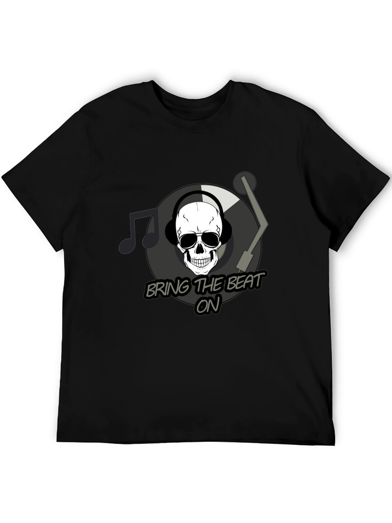 Bring The Beat On T-Shirt - Skull DJ Design