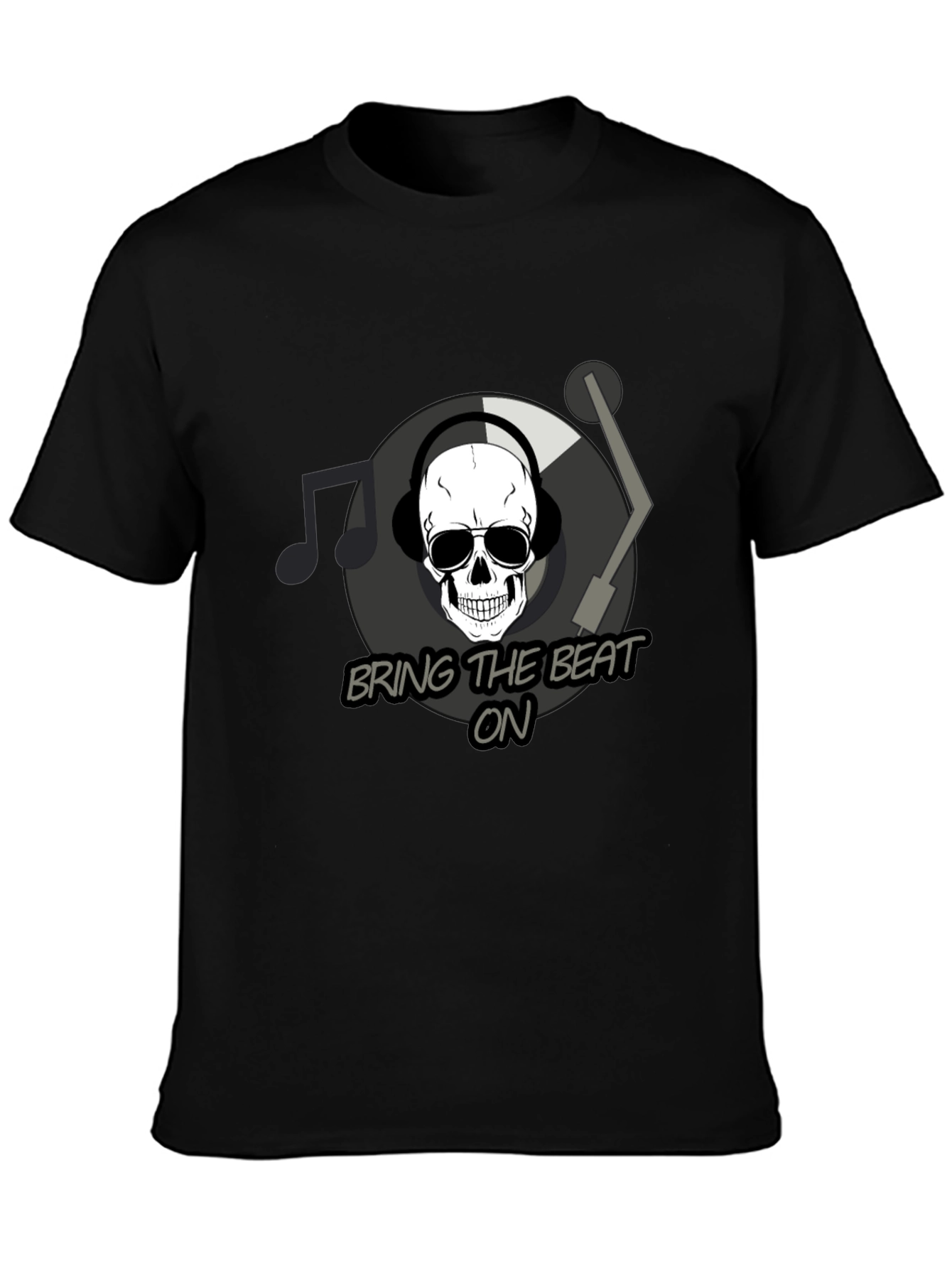 Bring The Beat On T-Shirt - Skull DJ Design