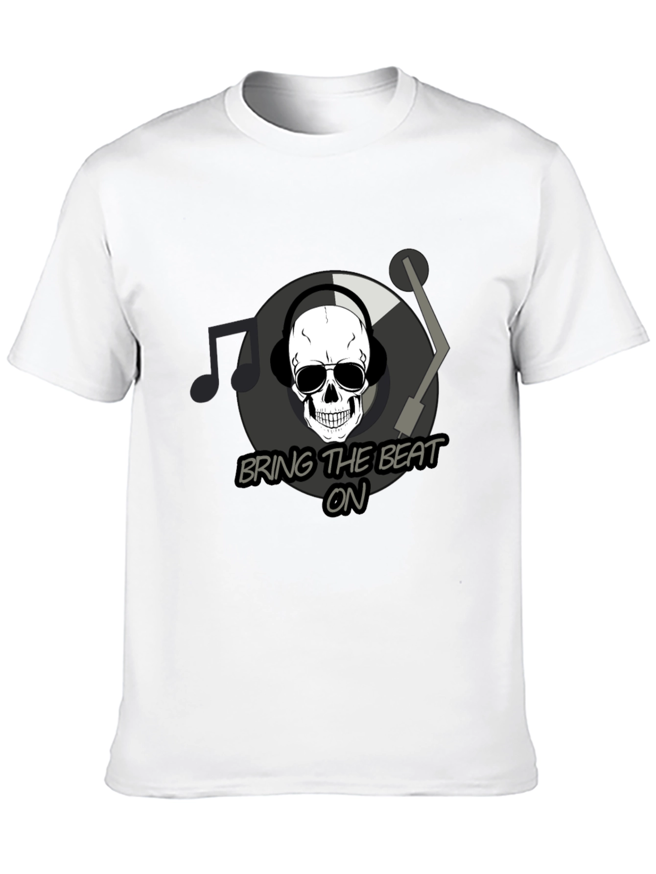 Bring The Beat On T-Shirt - Skull DJ Design