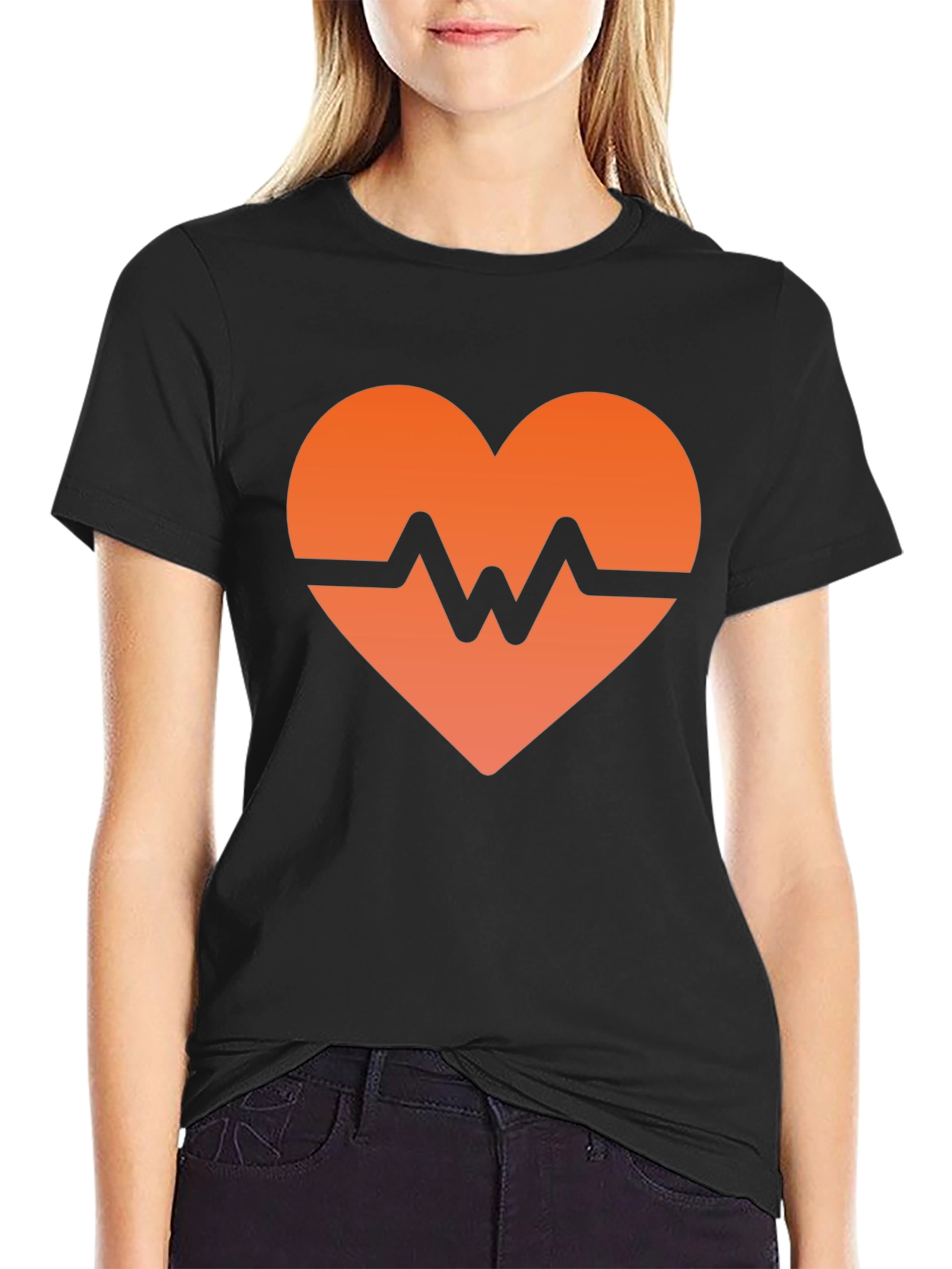 Heartbeat Graphic Black T-Shirt - Modern Style