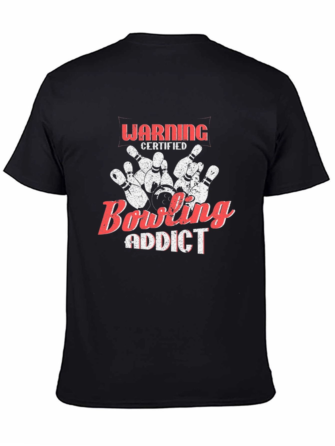 Bowling Addict Certified Warning Black T-Shirt