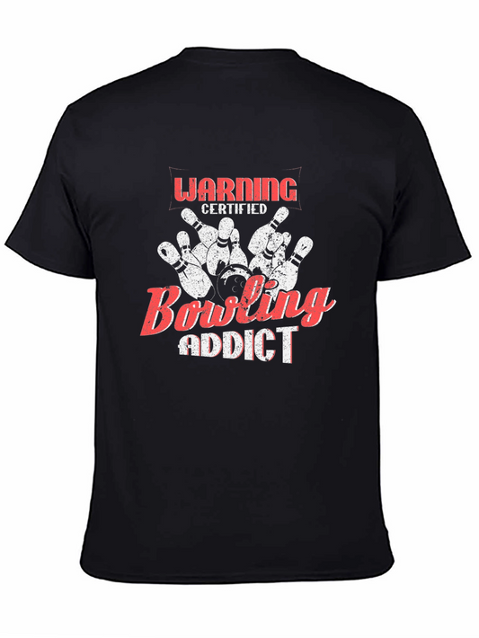 Bowling Addict Certified Warning Black T-Shirt