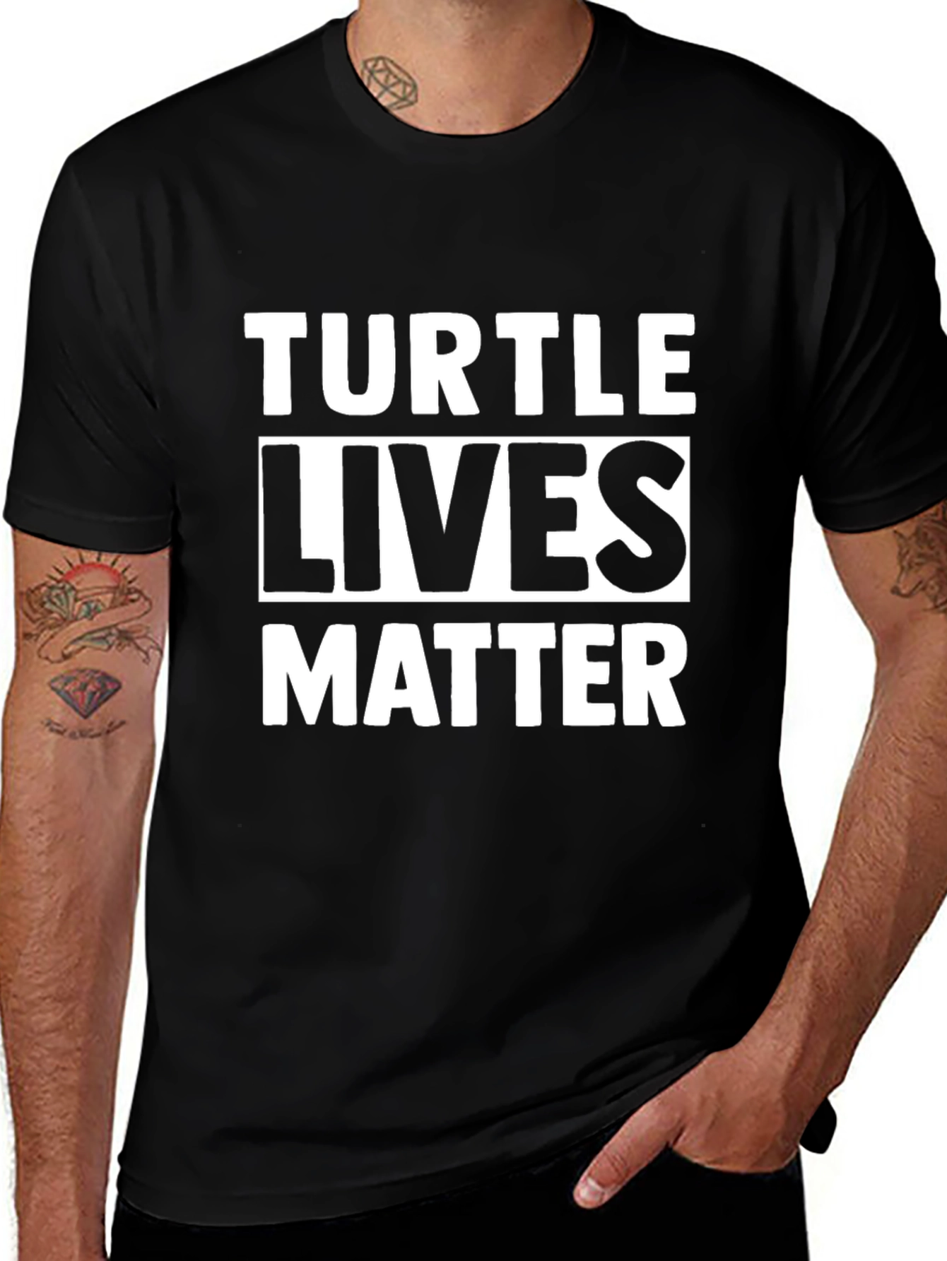 Turtle Lives Matter Graphic Tee - Black Cotton T-Shirt