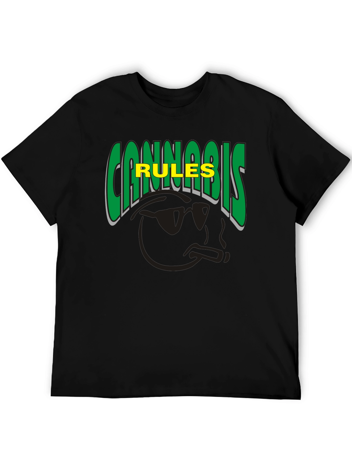 Cannabis Rules T-Shirt Black Crew Neck Short Sleeve