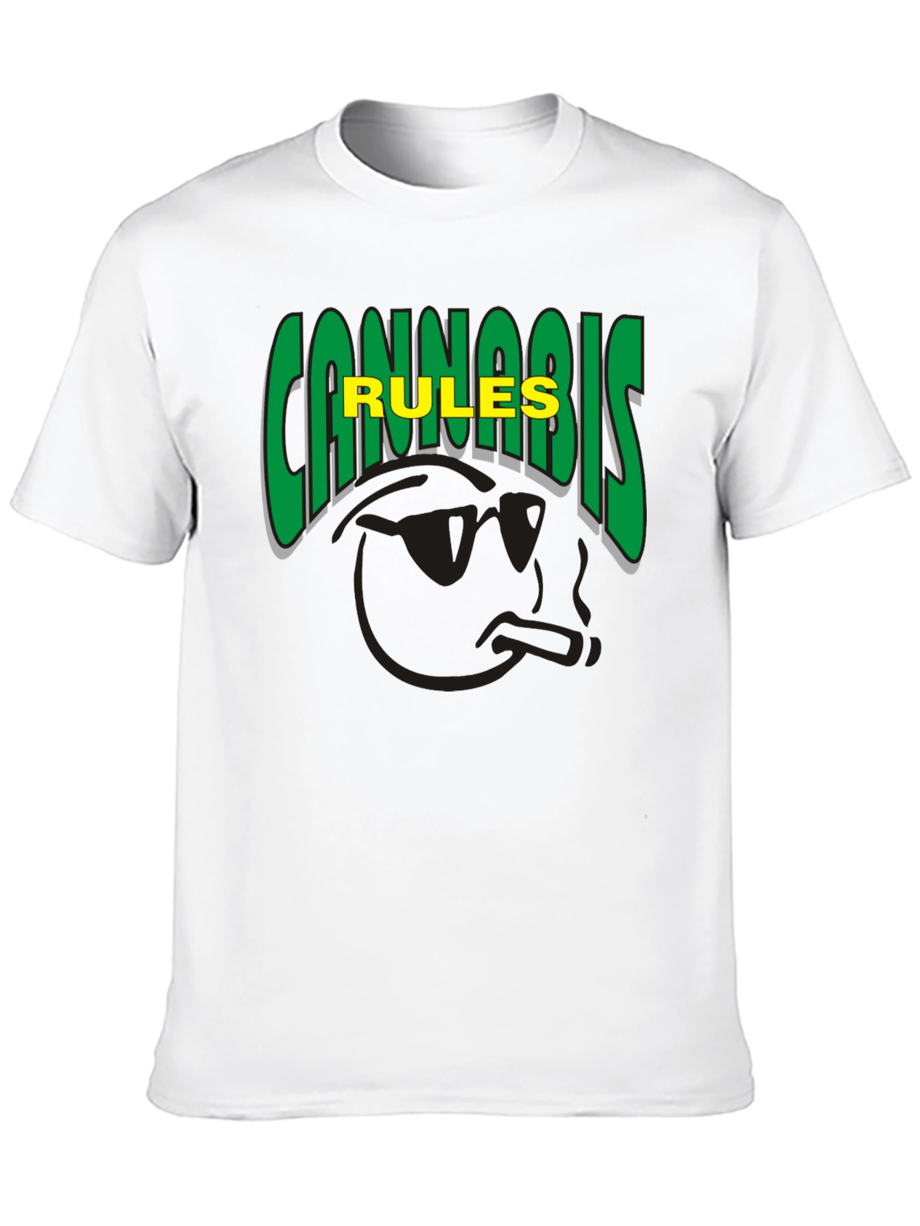 Cannabis Rules T-Shirt Black Crew Neck Short Sleeve
