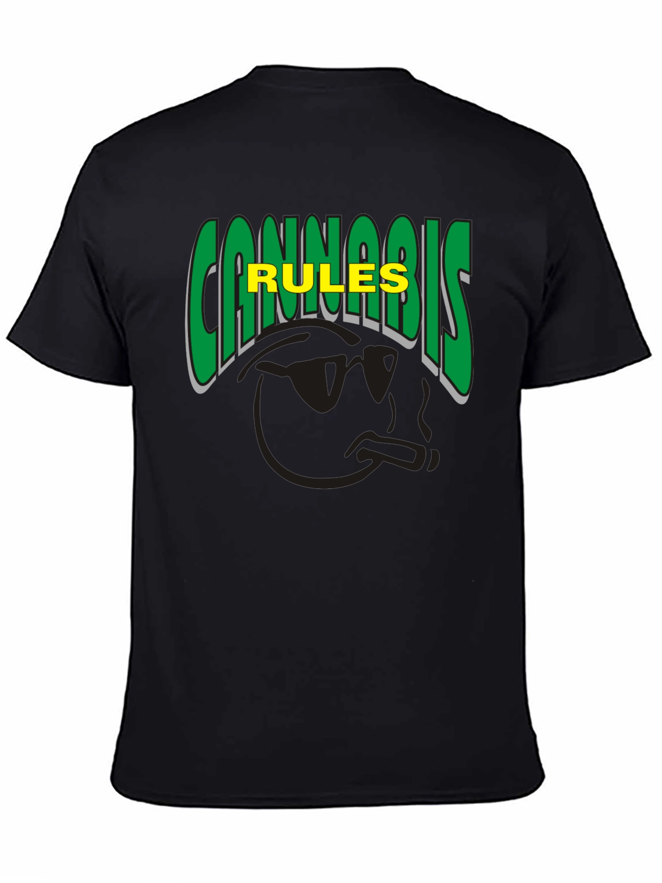 Cannabis Rules T-Shirt Black Crew Neck Short Sleeve