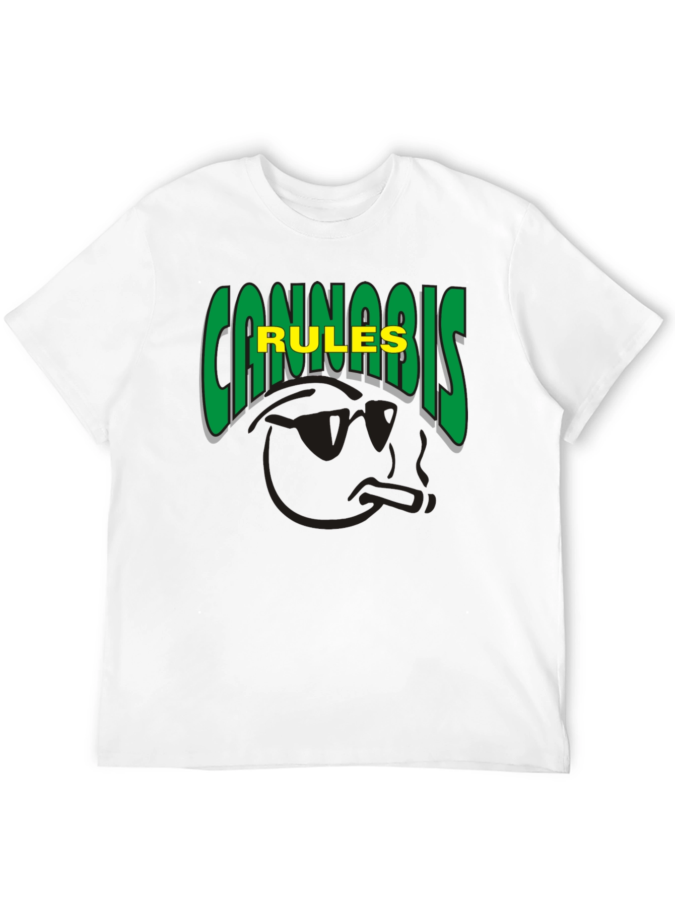 Cannabis Rules T-Shirt Black Crew Neck Short Sleeve