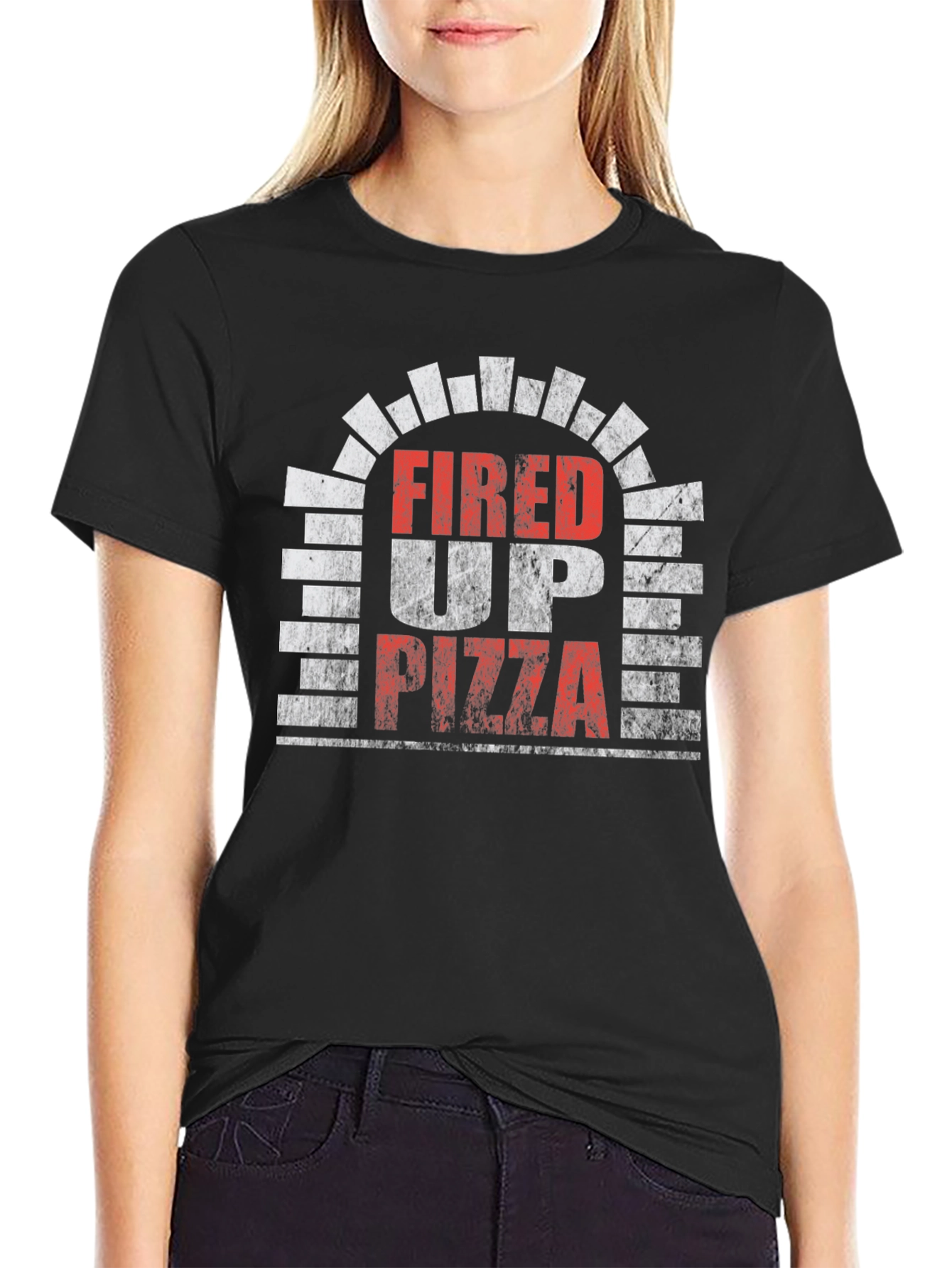 Fired Up Pizza Graphic Tee - Black