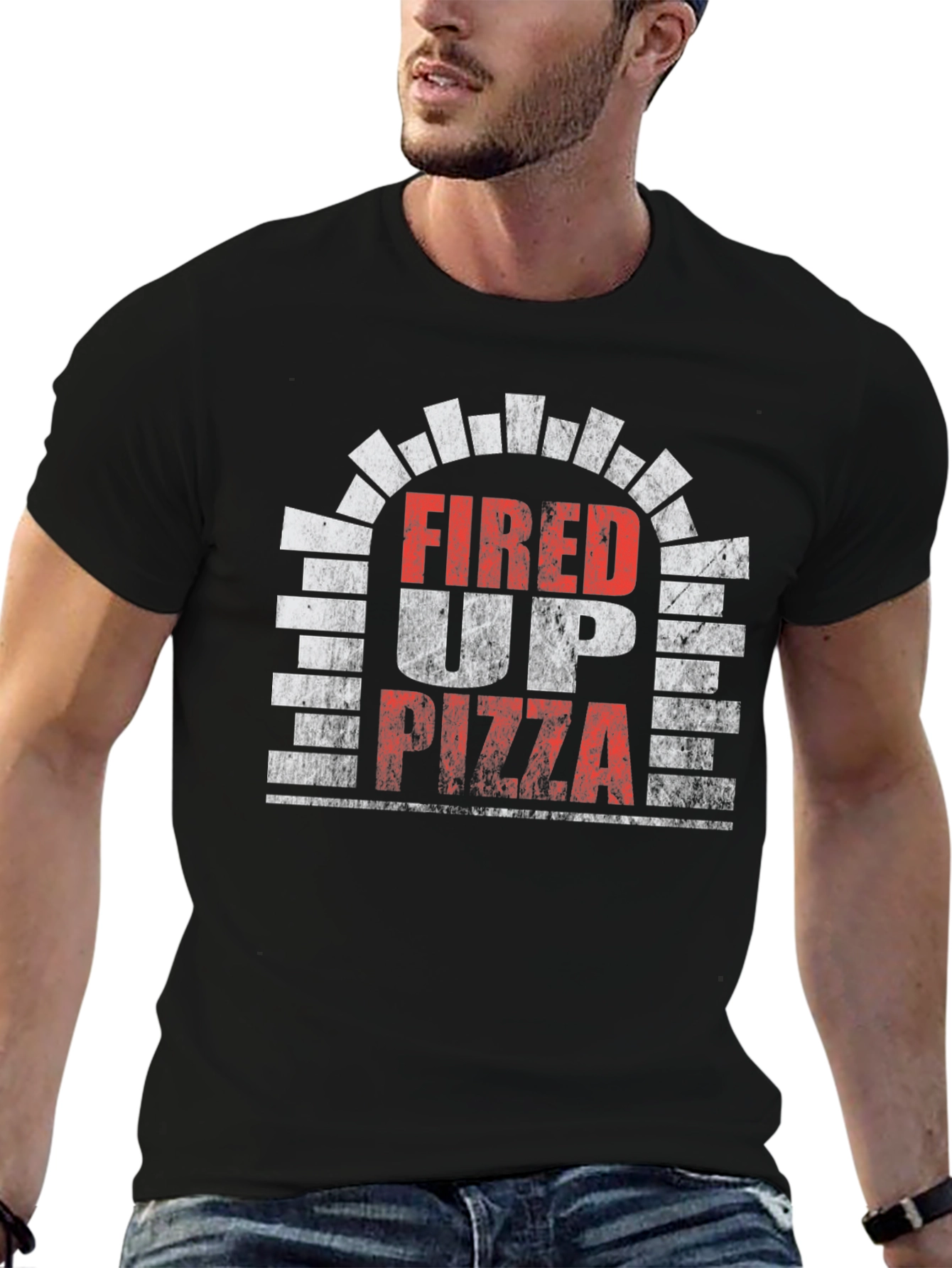 Fired Up Pizza Graphic Tee - Black