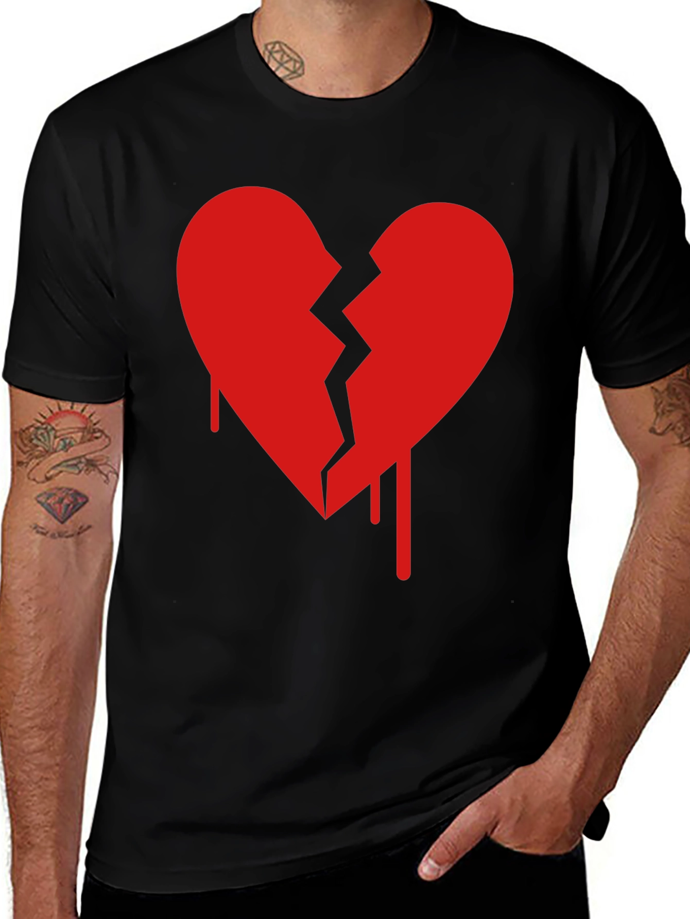 Broken Heart Graphic Tee - Mens Casual Shirt