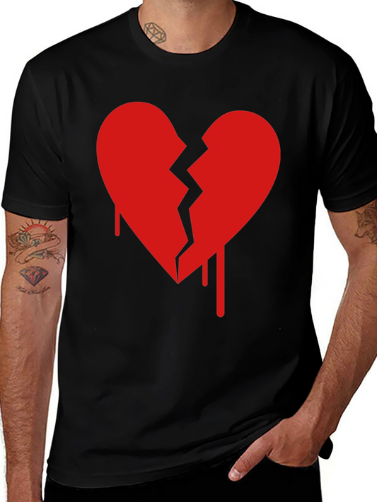Broken Heart Graphic Tee - Mens Casual Shirt