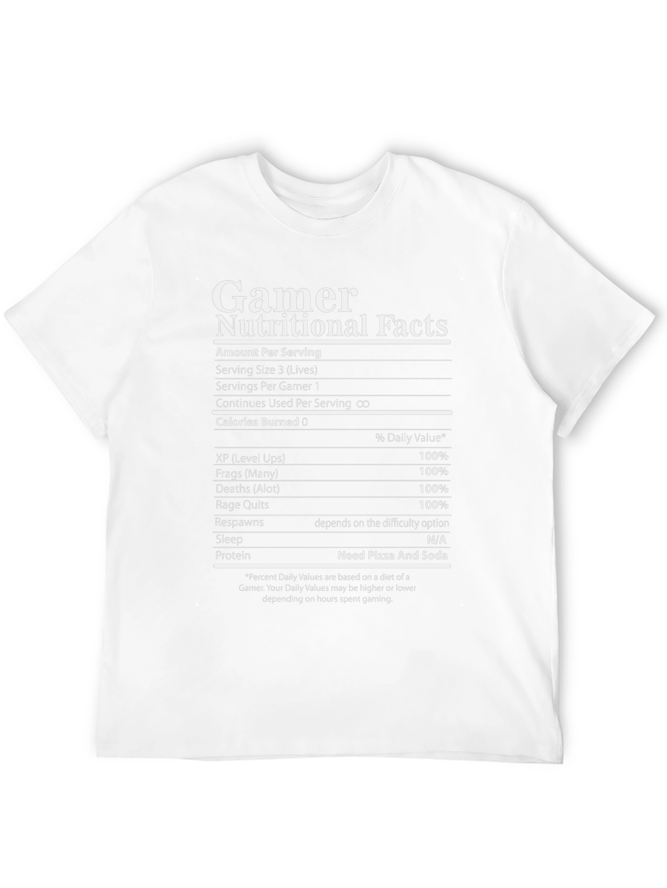 Gamer Nutritional Facts Graphic T-Shirt