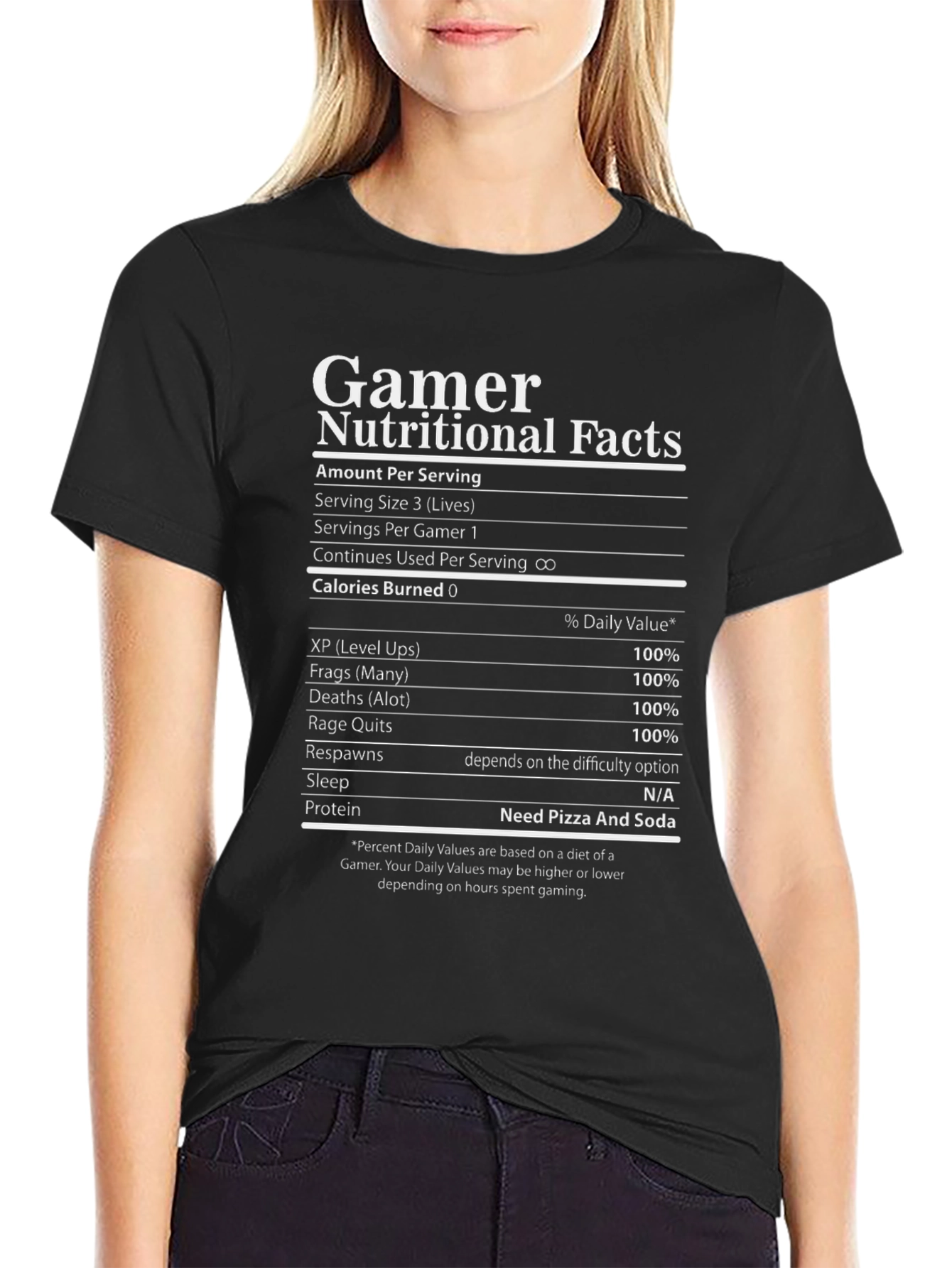Gamer Nutritional Facts Graphic T-Shirt