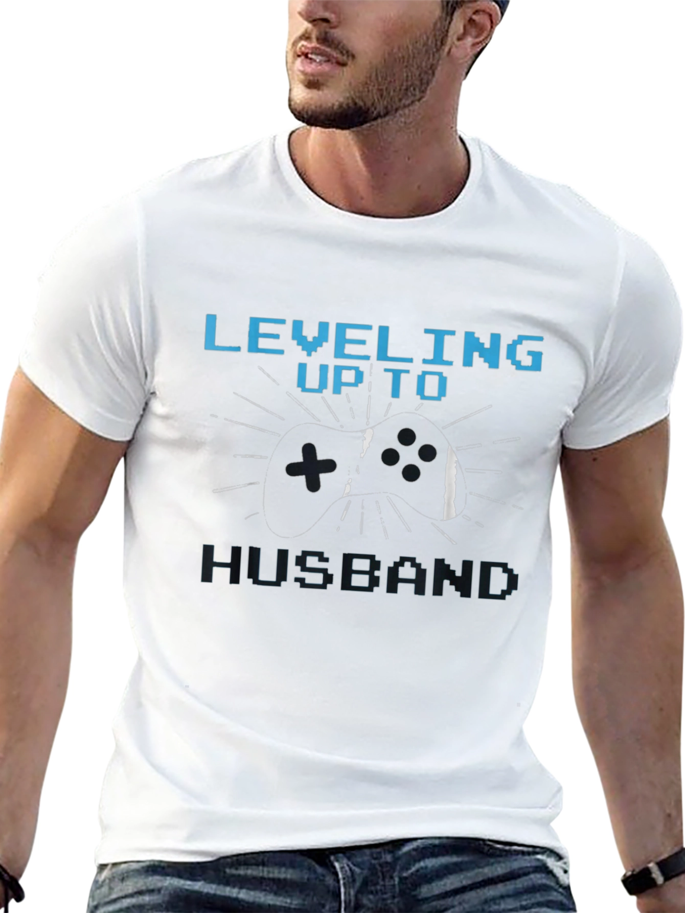 Leveling Up To Husband Gamer T-Shirt - Black