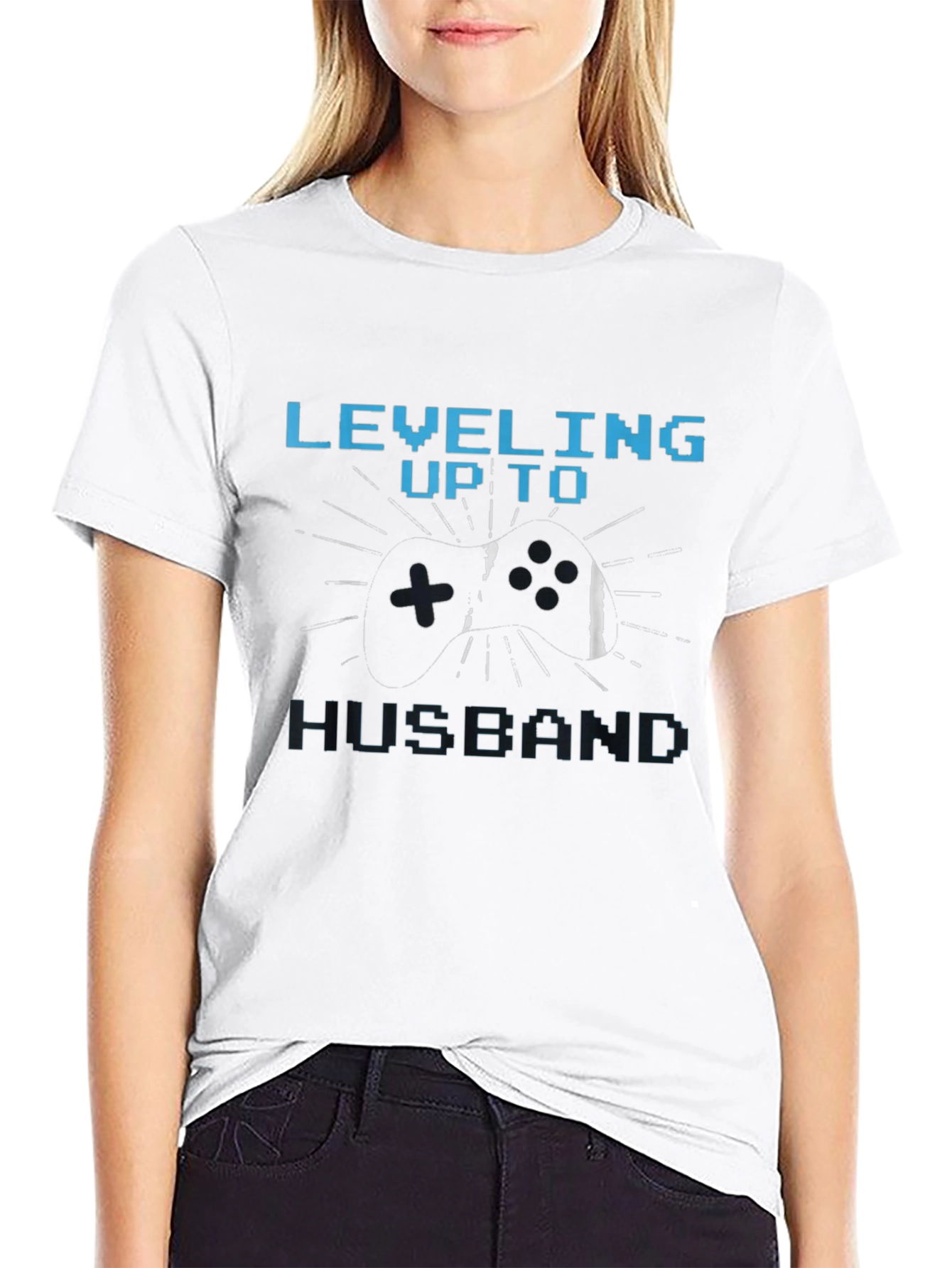 Leveling Up To Husband Gamer T-Shirt - Black