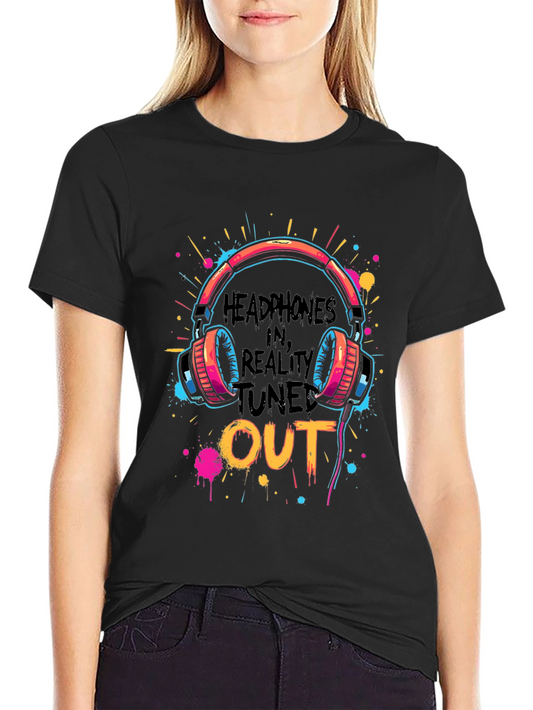 Headphones In Reality Tuned Out Graphic Tee