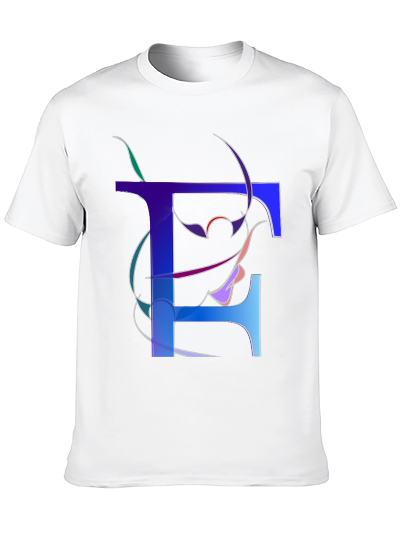 Abstract Letter T Graphic Print Black T-Shirt