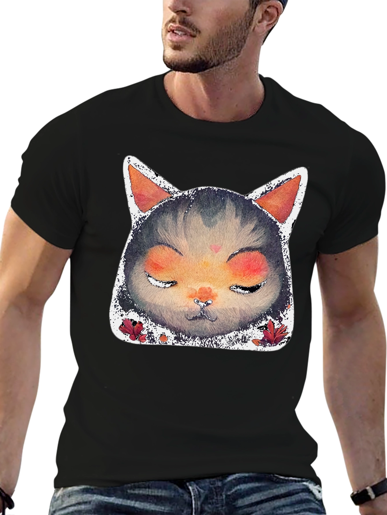 Zen Cat Graphic Tee - Unisex Black T-Shirt