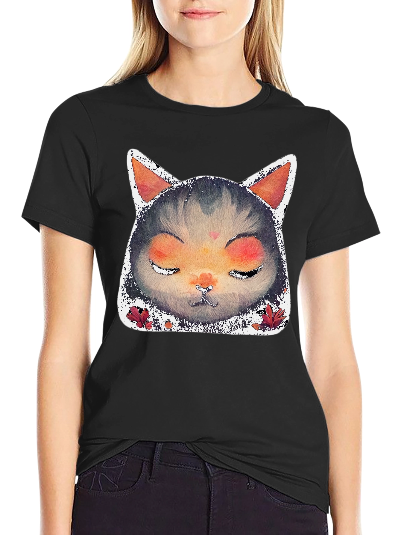 Zen Cat Graphic Tee - Unisex Black T-Shirt