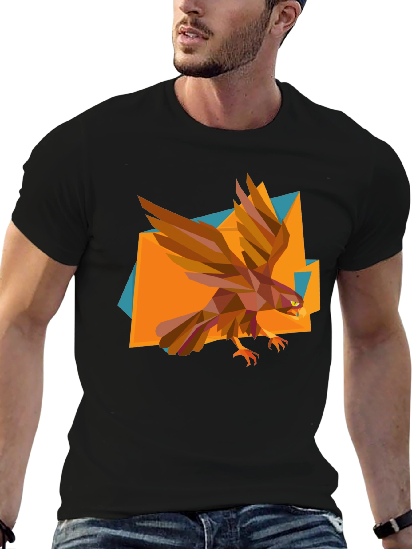 Geometric Eagle Graphic Tee - Modern Mens T-Shirt