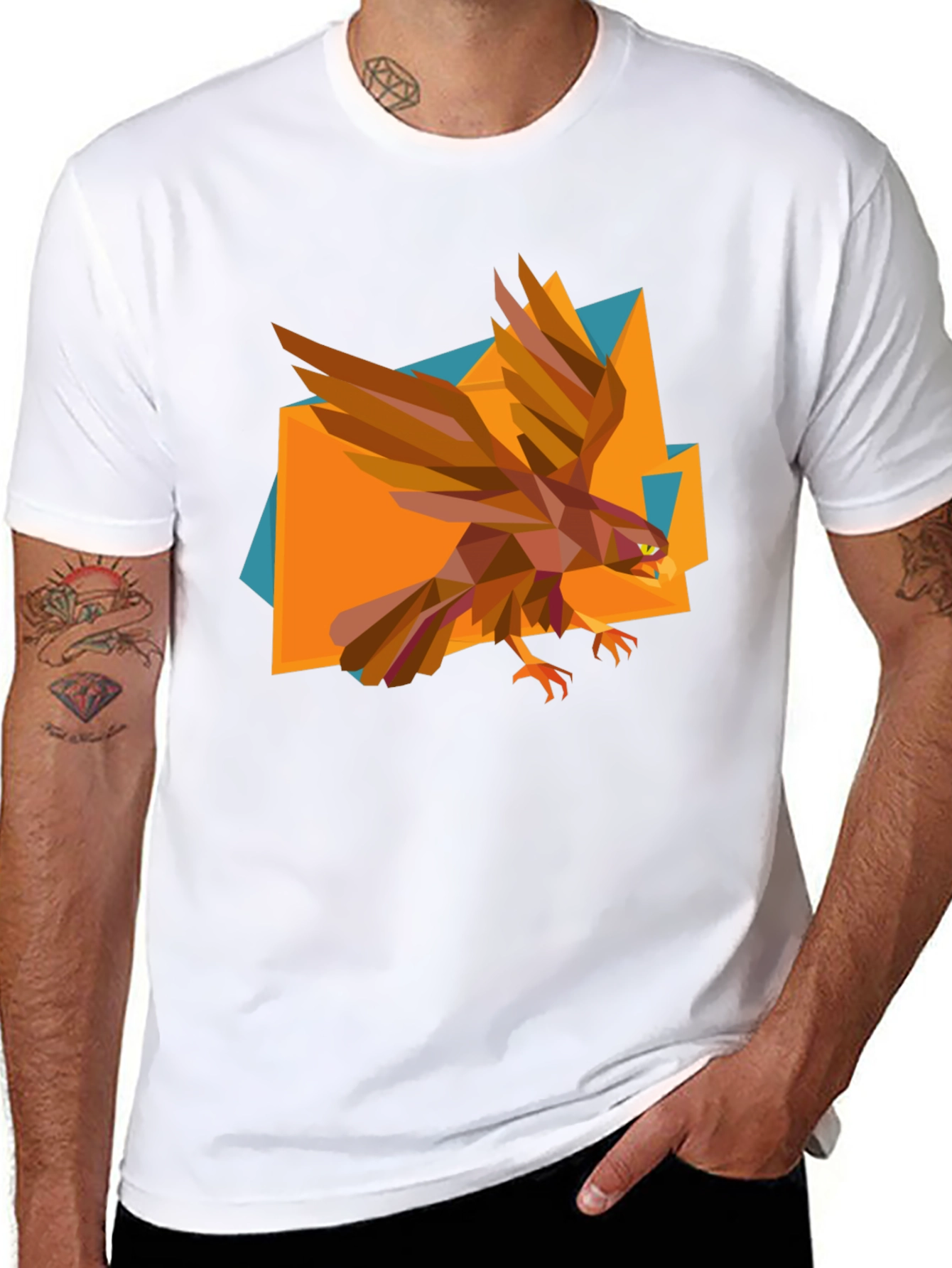 Geometric Eagle Graphic Tee - Modern Mens T-Shirt