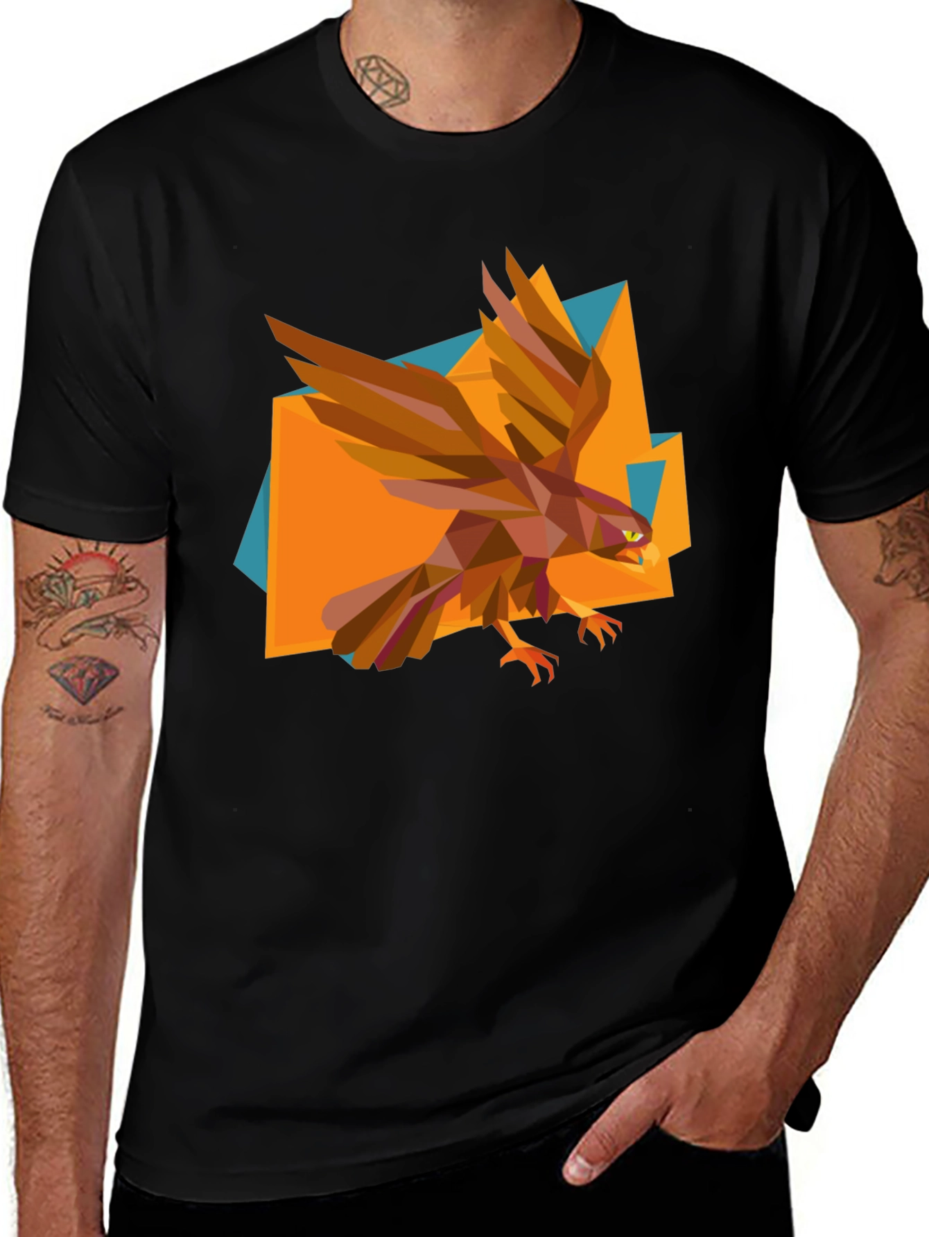 Geometric Eagle Graphic Tee - Modern Mens T-Shirt