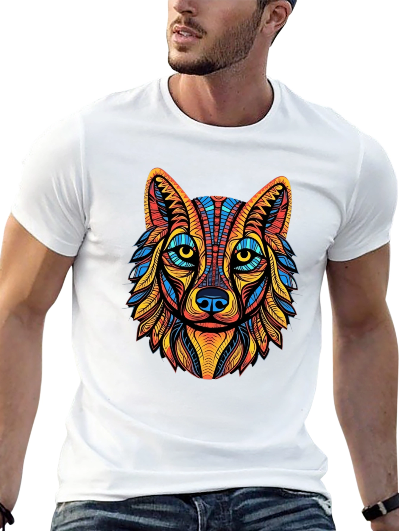 Wolf Graphic Tee - Artistic Mens T-Shirt