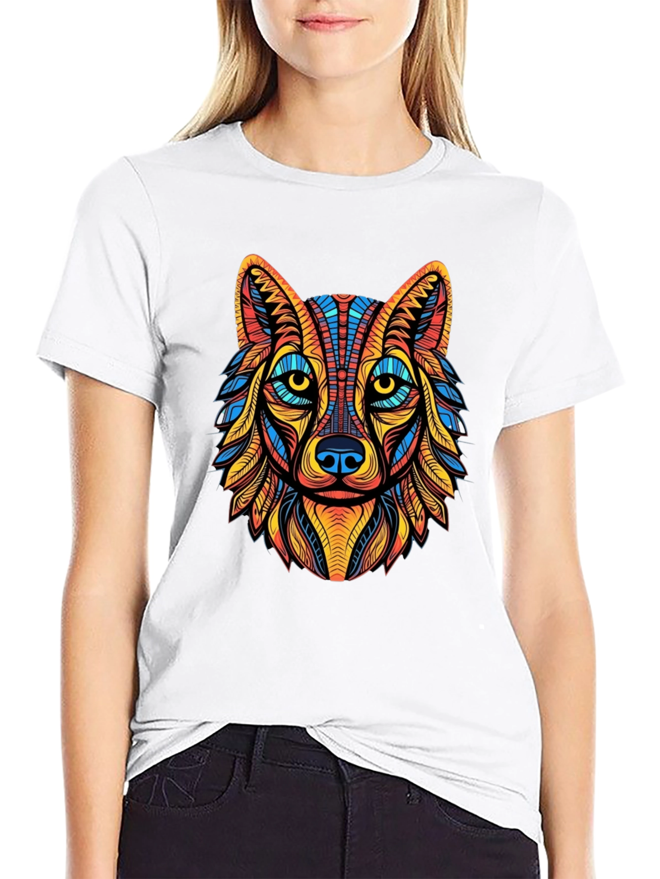 Wolf Graphic Tee - Artistic Mens T-Shirt