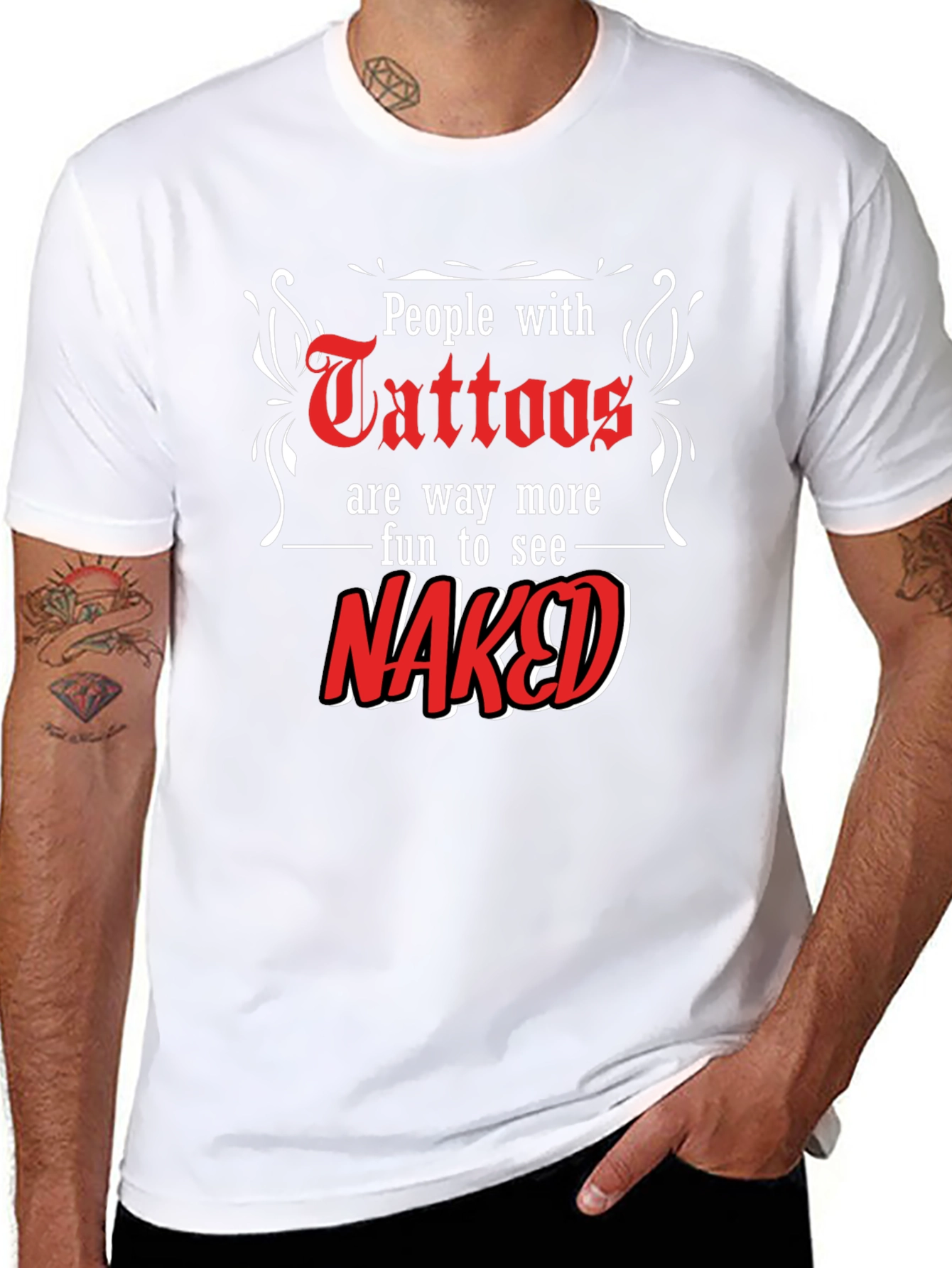 Tattoos Naked Fun Black T-Shirt