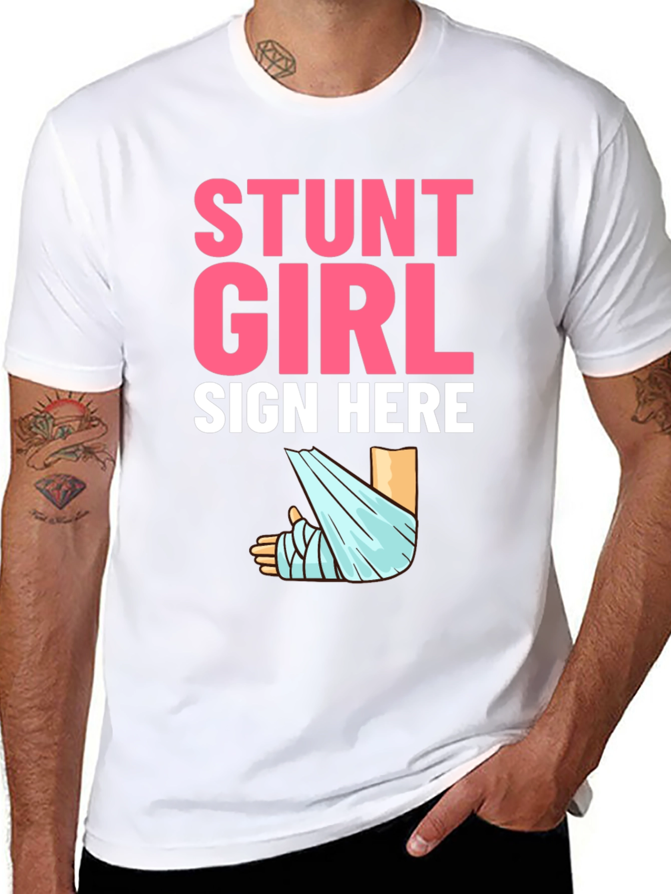 Stunt Girl Sign Here T-Shirt Funny Injury Tee