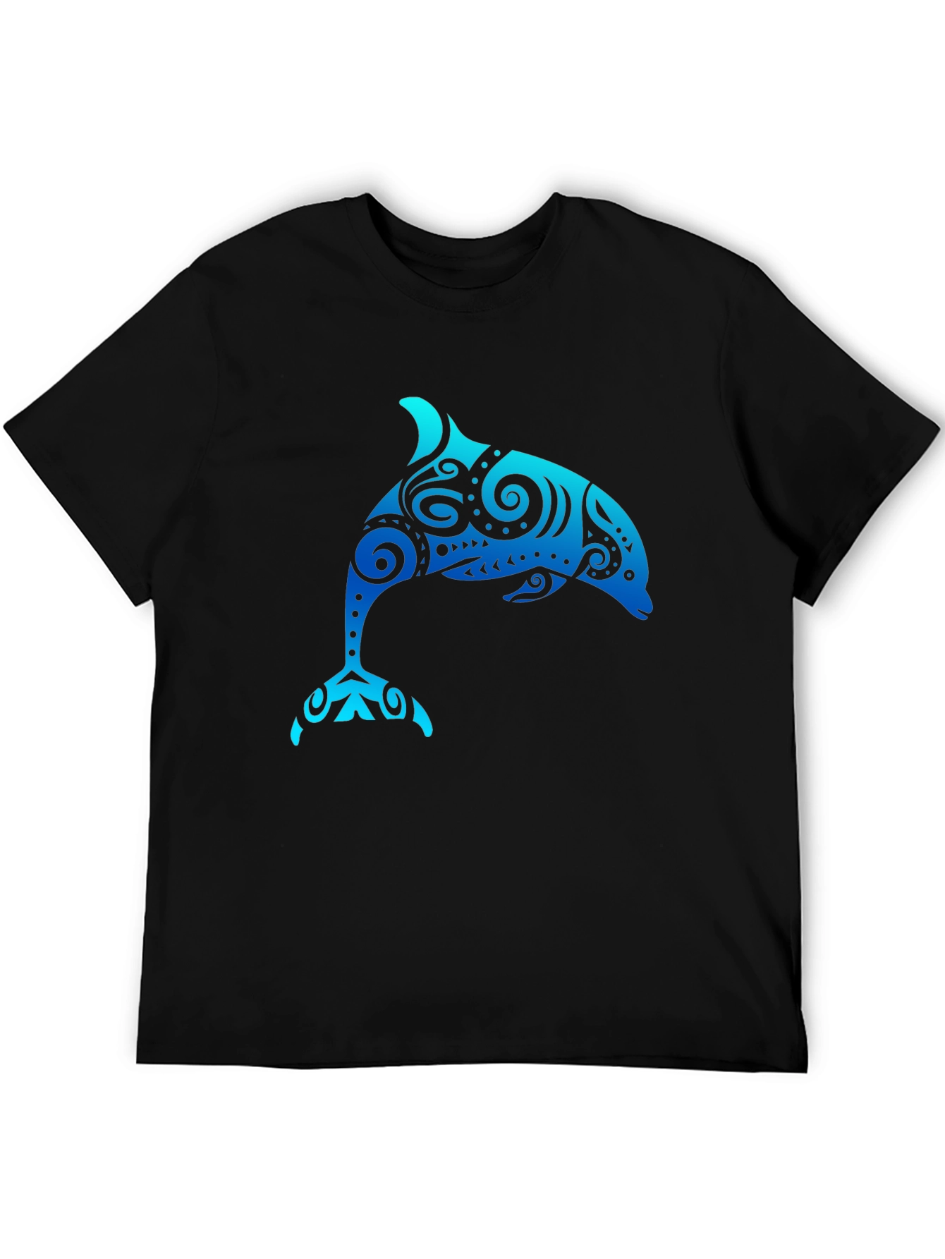 Tribal Dolphin Graphic Black T-Shirt