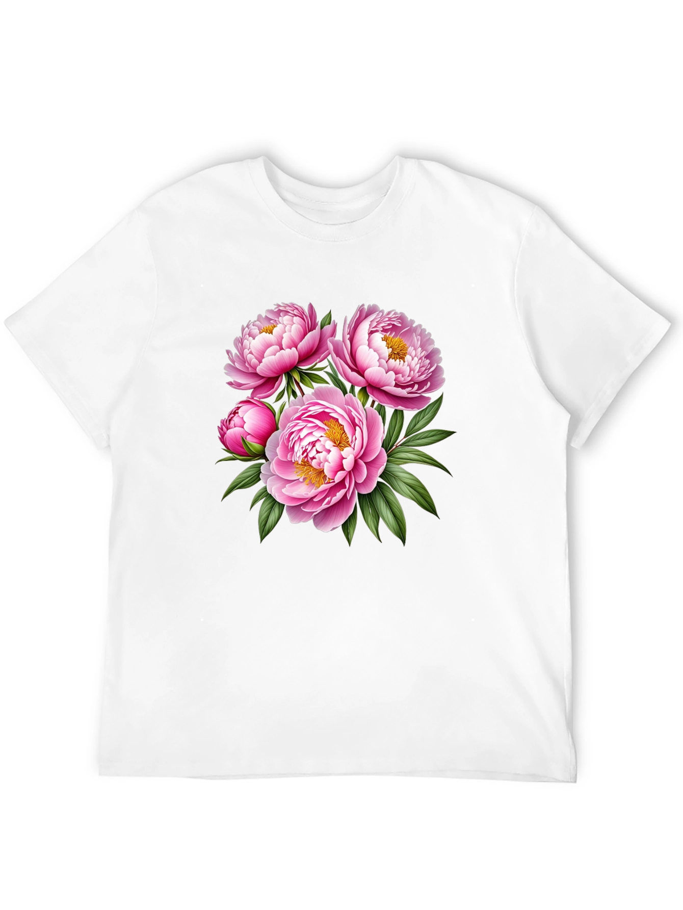 Floral Peony Print Black T-Shirt