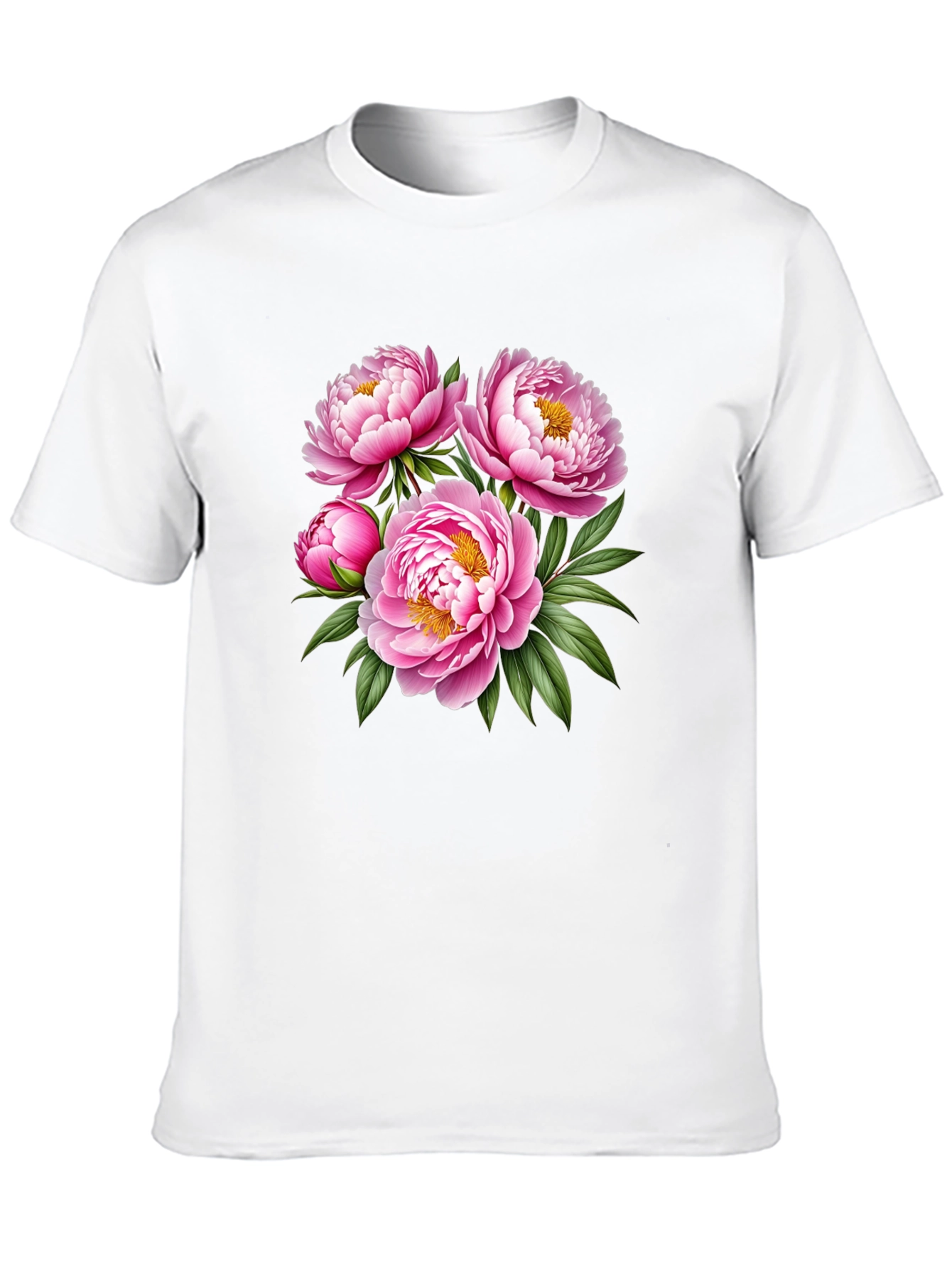 Floral Peony Print Black T-Shirt