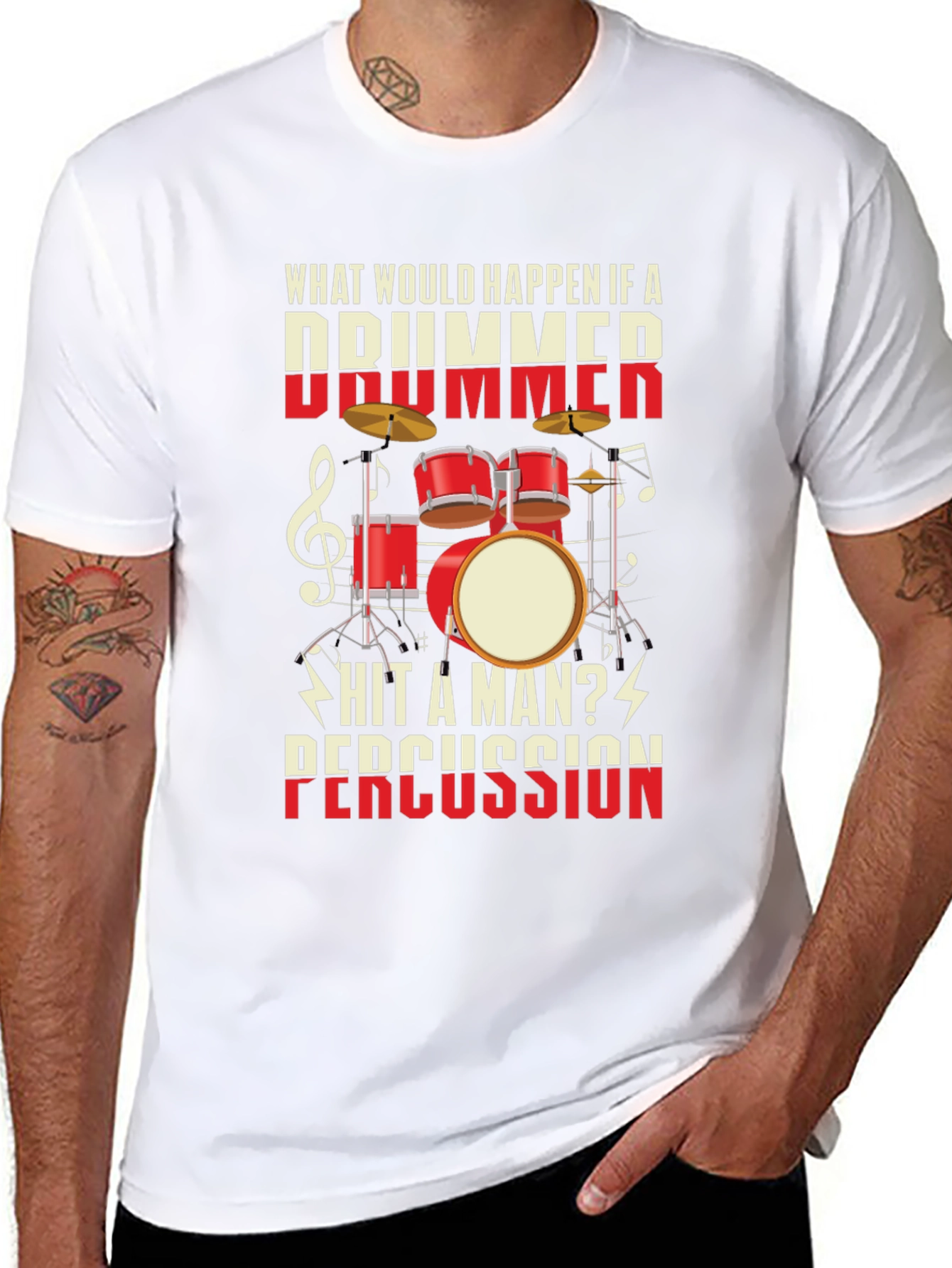 Drummer Percussion T-Shirt - Music Lover Tee
