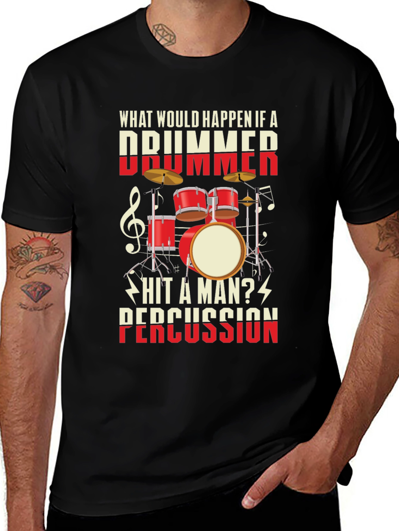 Drummer Percussion T-Shirt - Music Lover Tee
