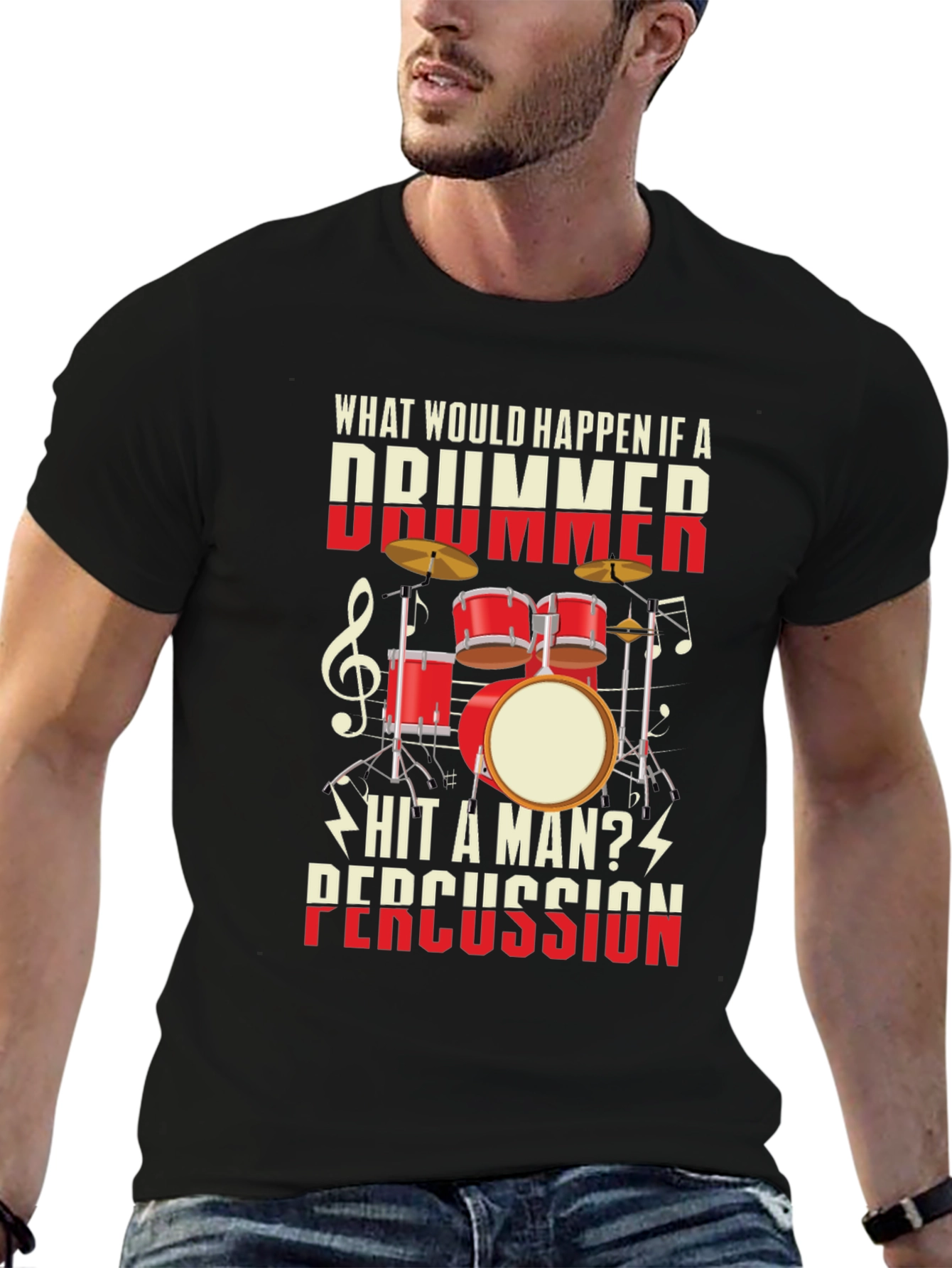 Drummer Percussion T-Shirt - Music Lover Tee
