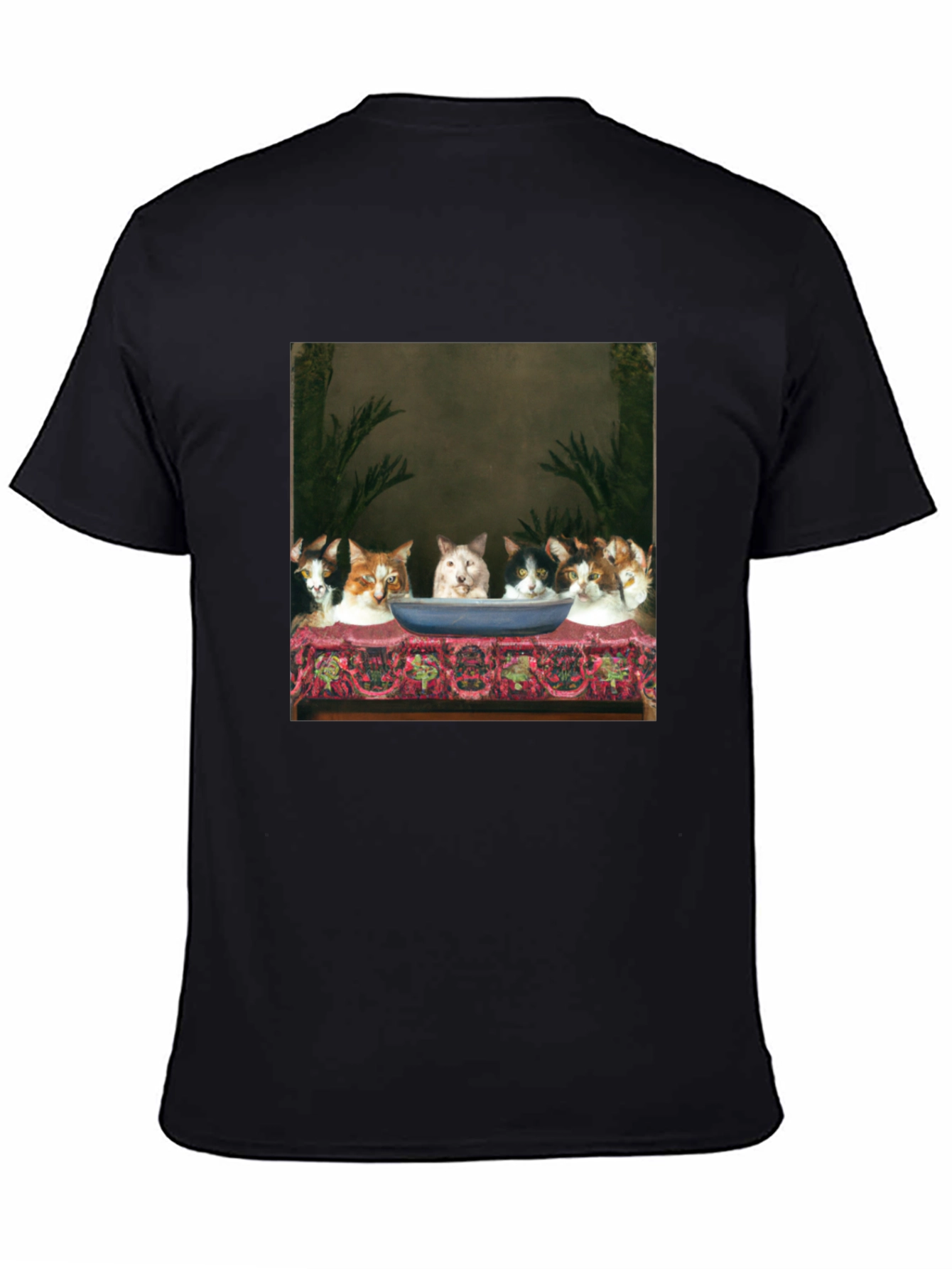 Cat Supper Black T-Shirt