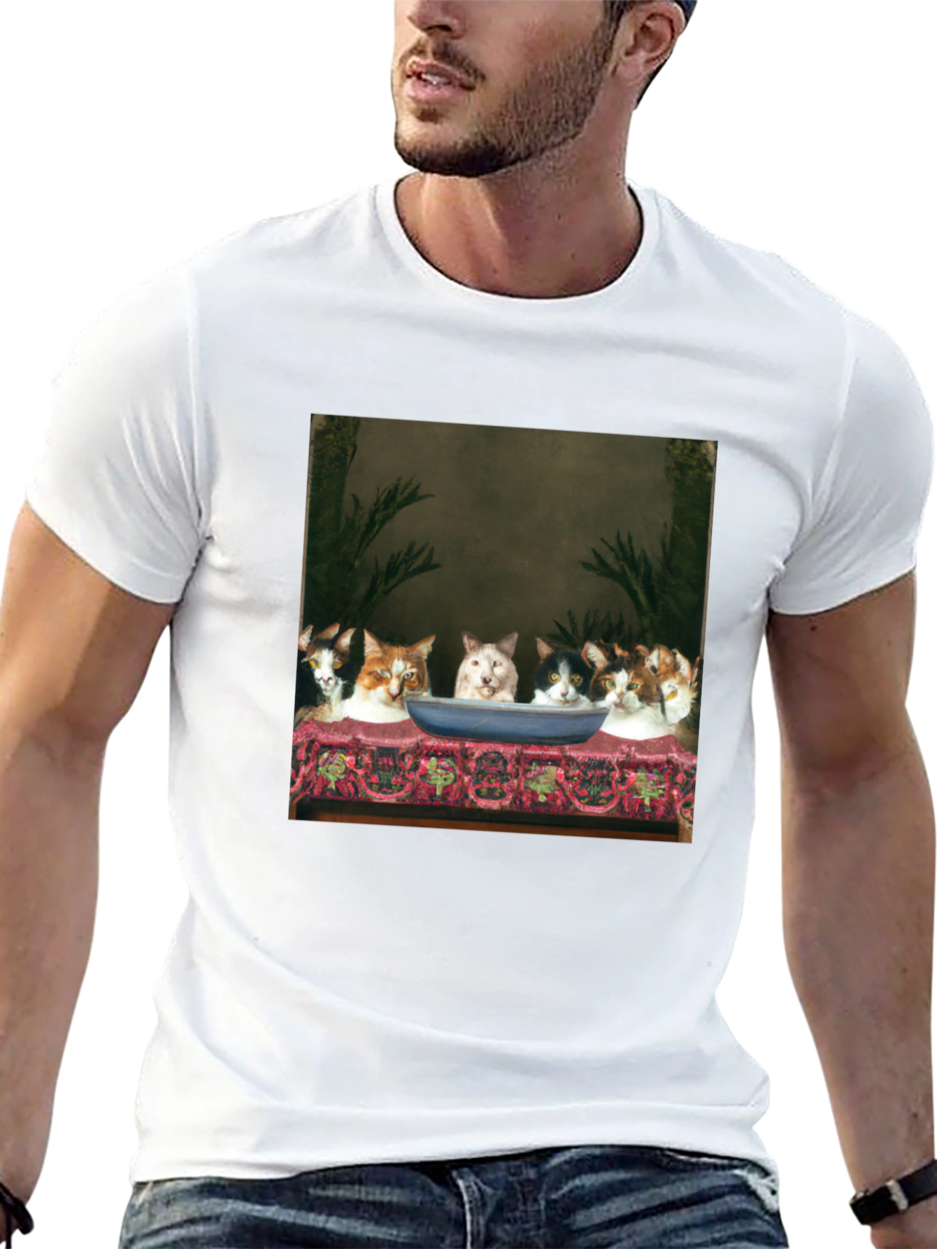 Cat Supper Black T-Shirt