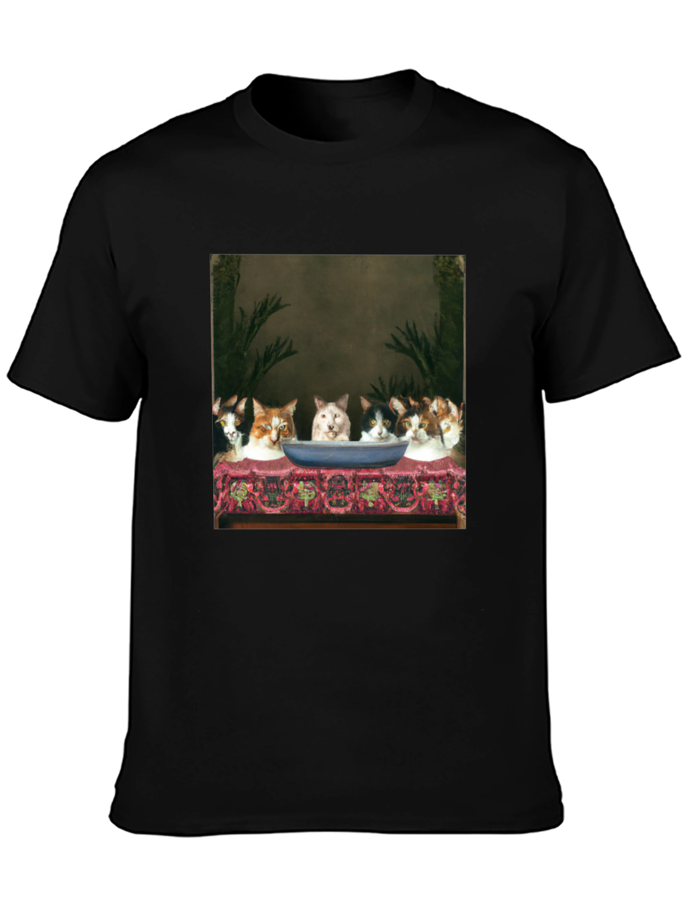 Cat Supper Black T-Shirt