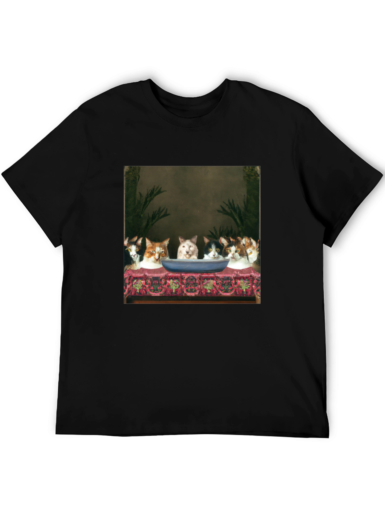 Cat Supper Black T-Shirt
