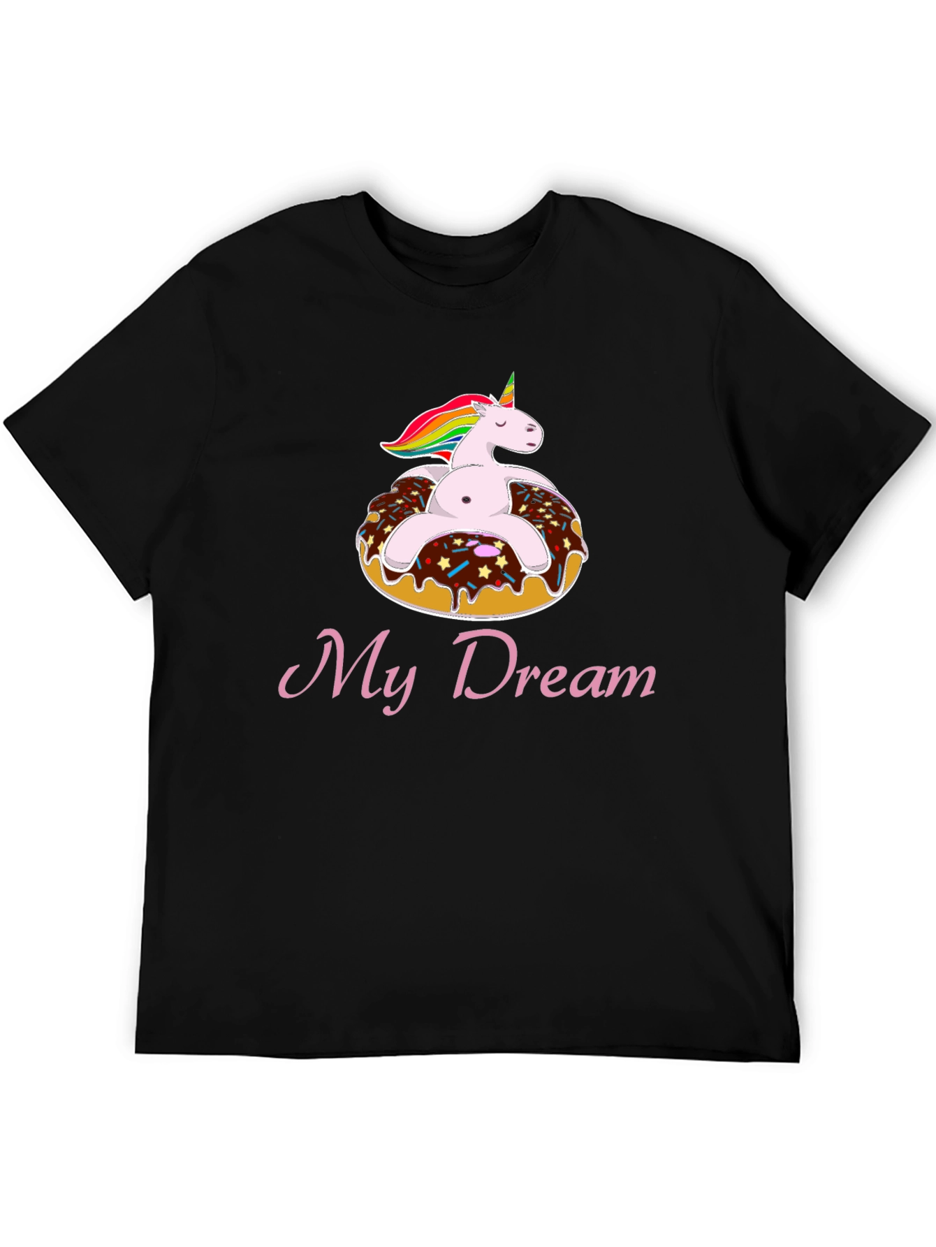 Unicorn Donut My Dream Black T-Shirt