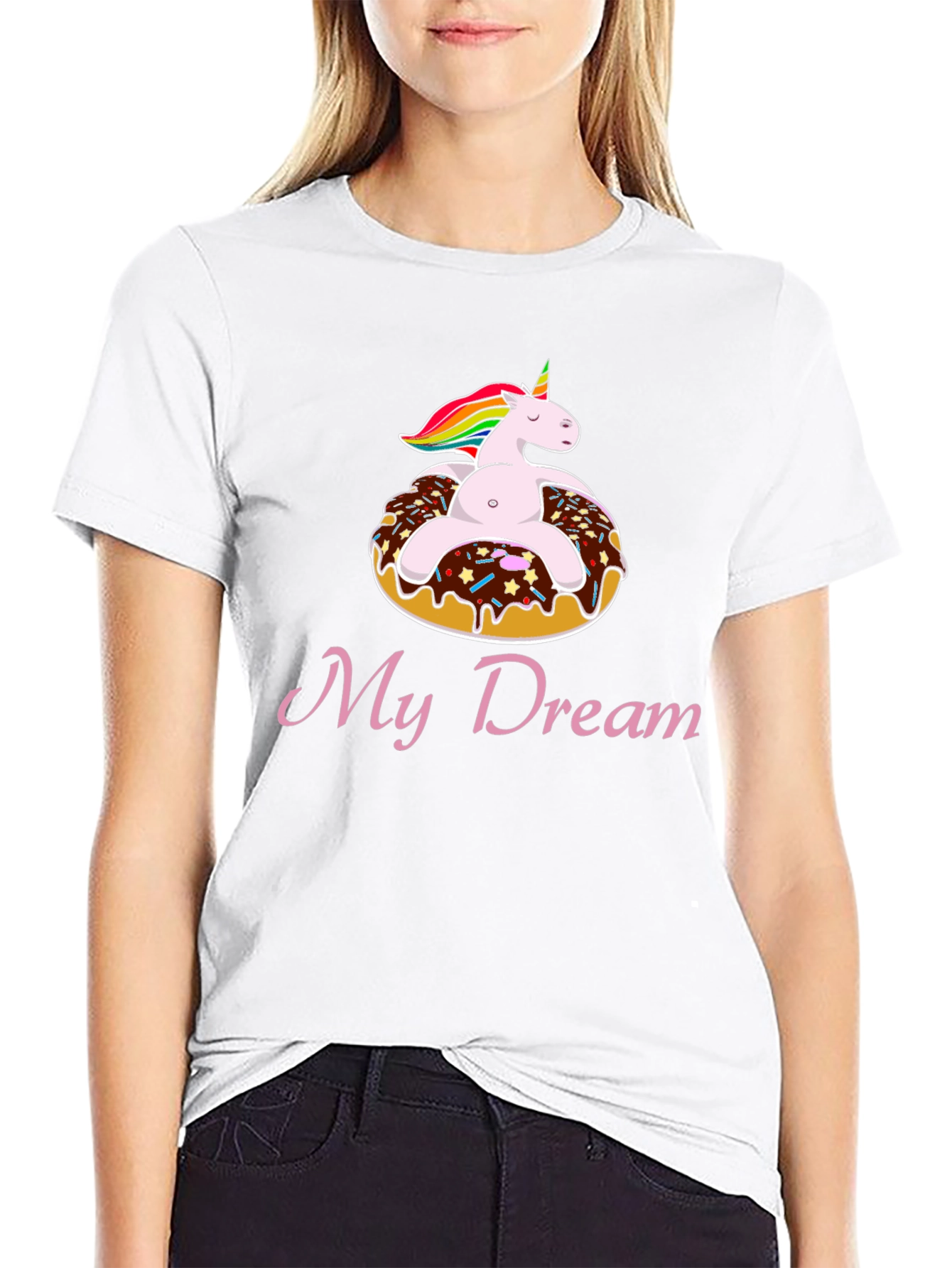 Unicorn Donut My Dream Black T-Shirt