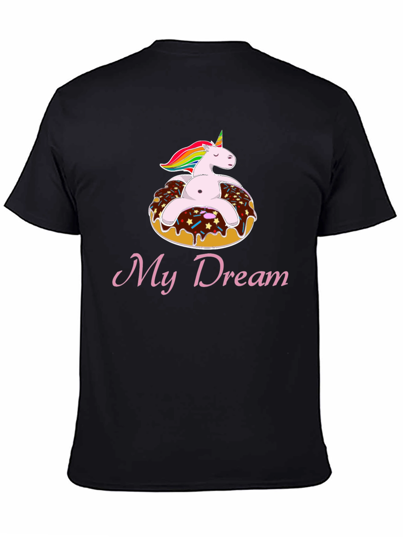 Unicorn Donut My Dream Black T-Shirt
