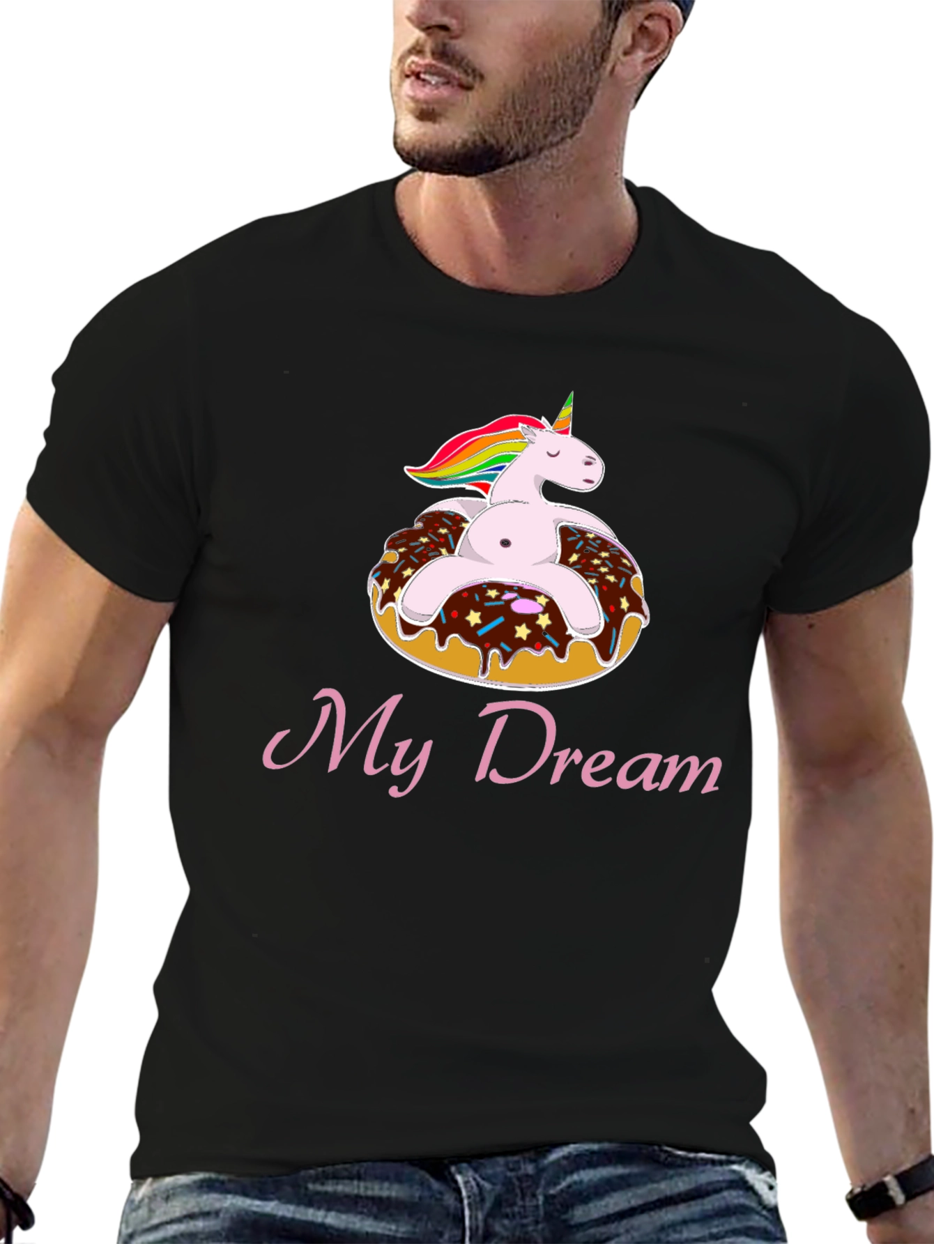 Unicorn Donut My Dream Black T-Shirt