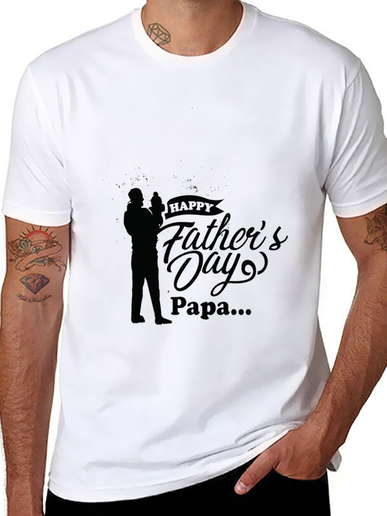 Happy Fathers Day Papa Black T-Shirt