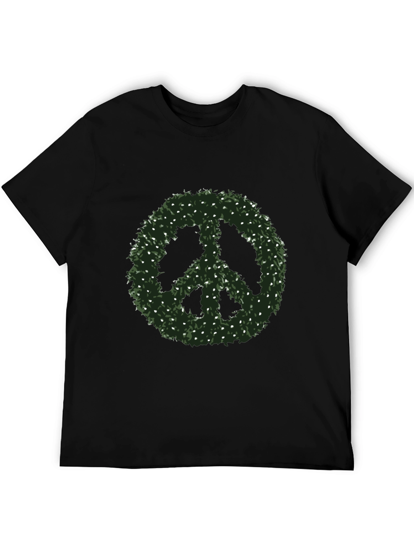Peace Sign T-Shirt - Green Foliage Design